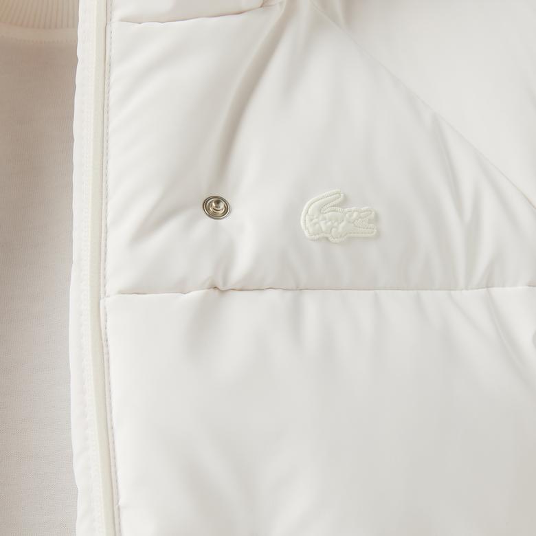 Kadın Kapüşonlu Beyaz Yelek