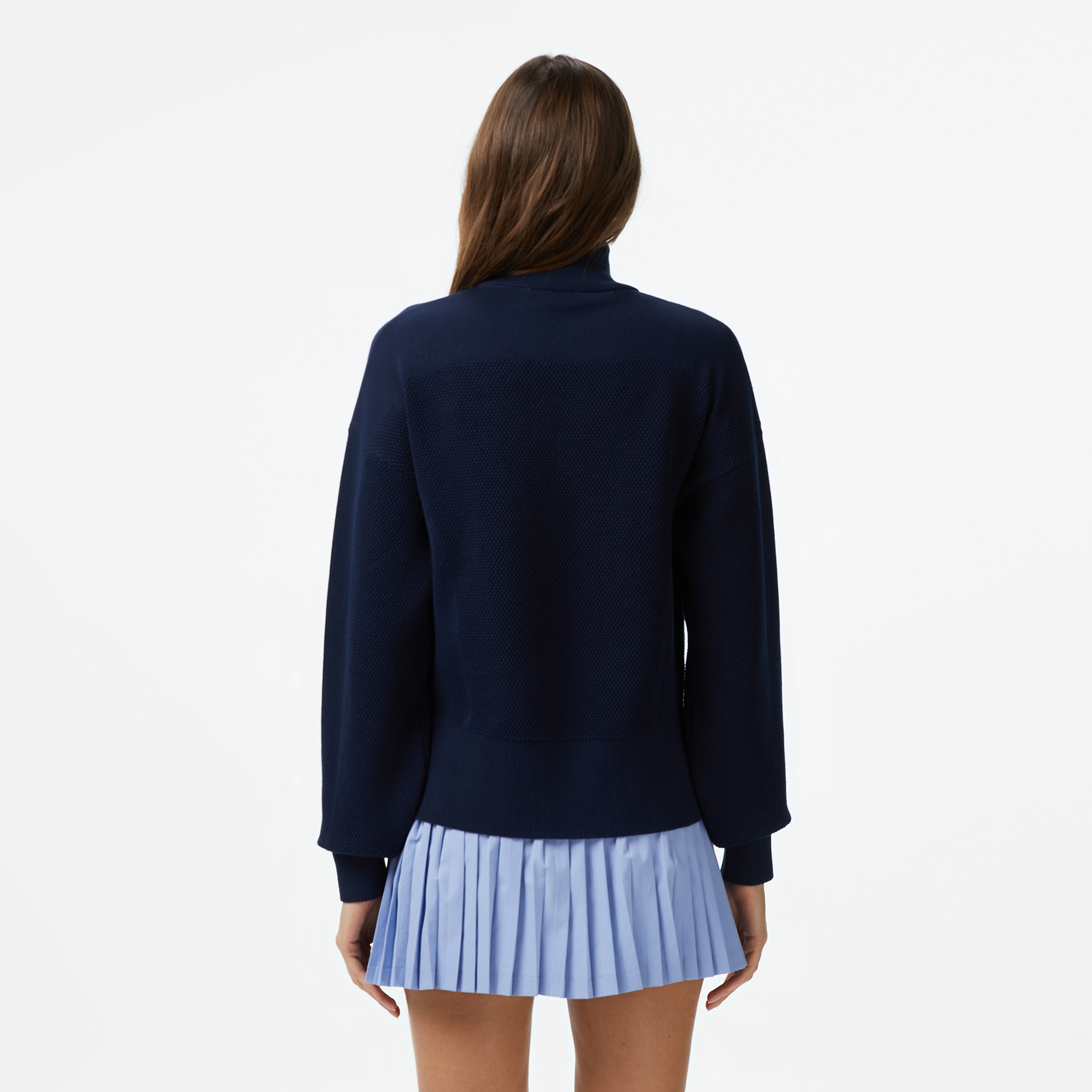 Kadın Relaxed Fit Yarım Fermuarlı Lacivert Kazak