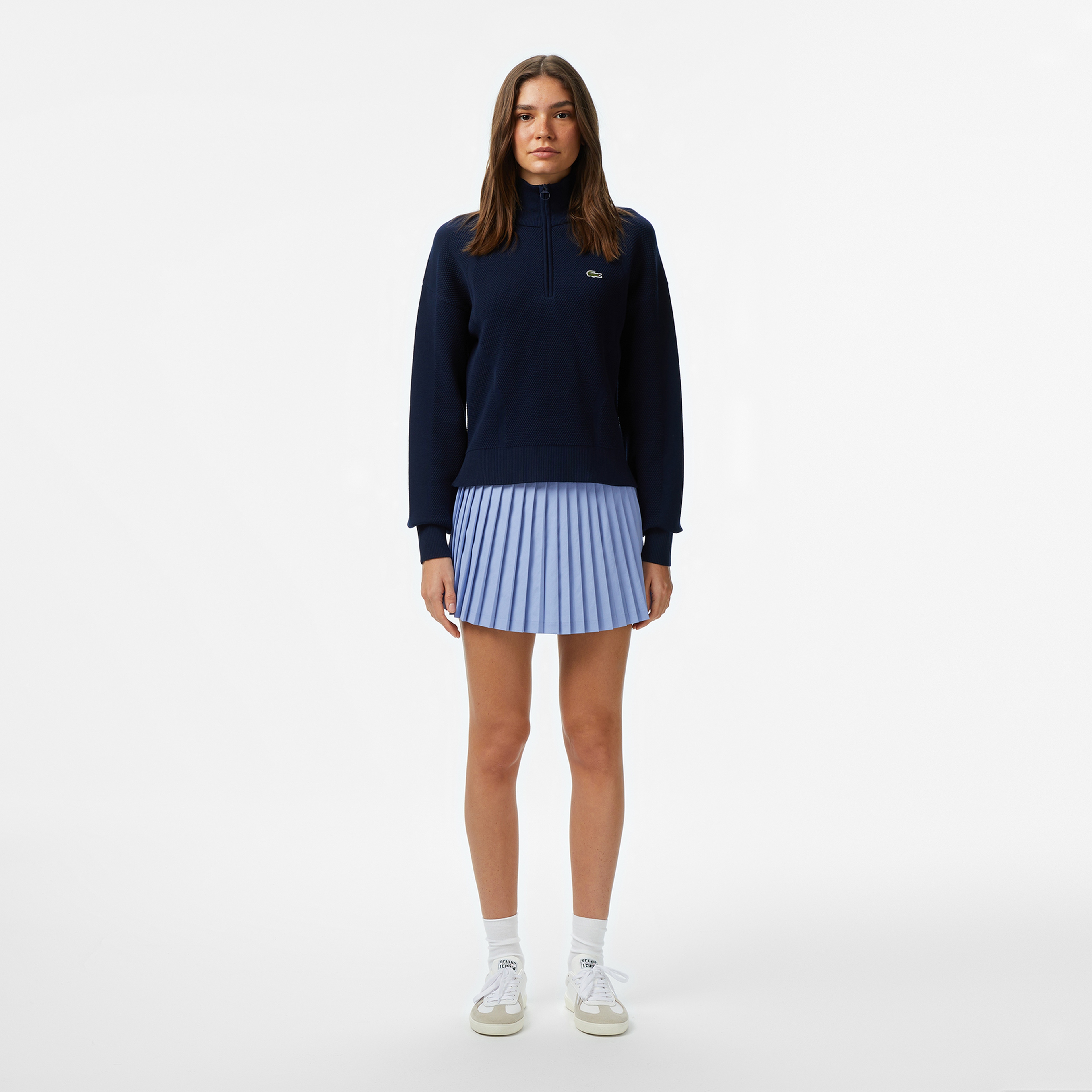 Kadın Relaxed Fit Yarım Fermuarlı Lacivert Kazak