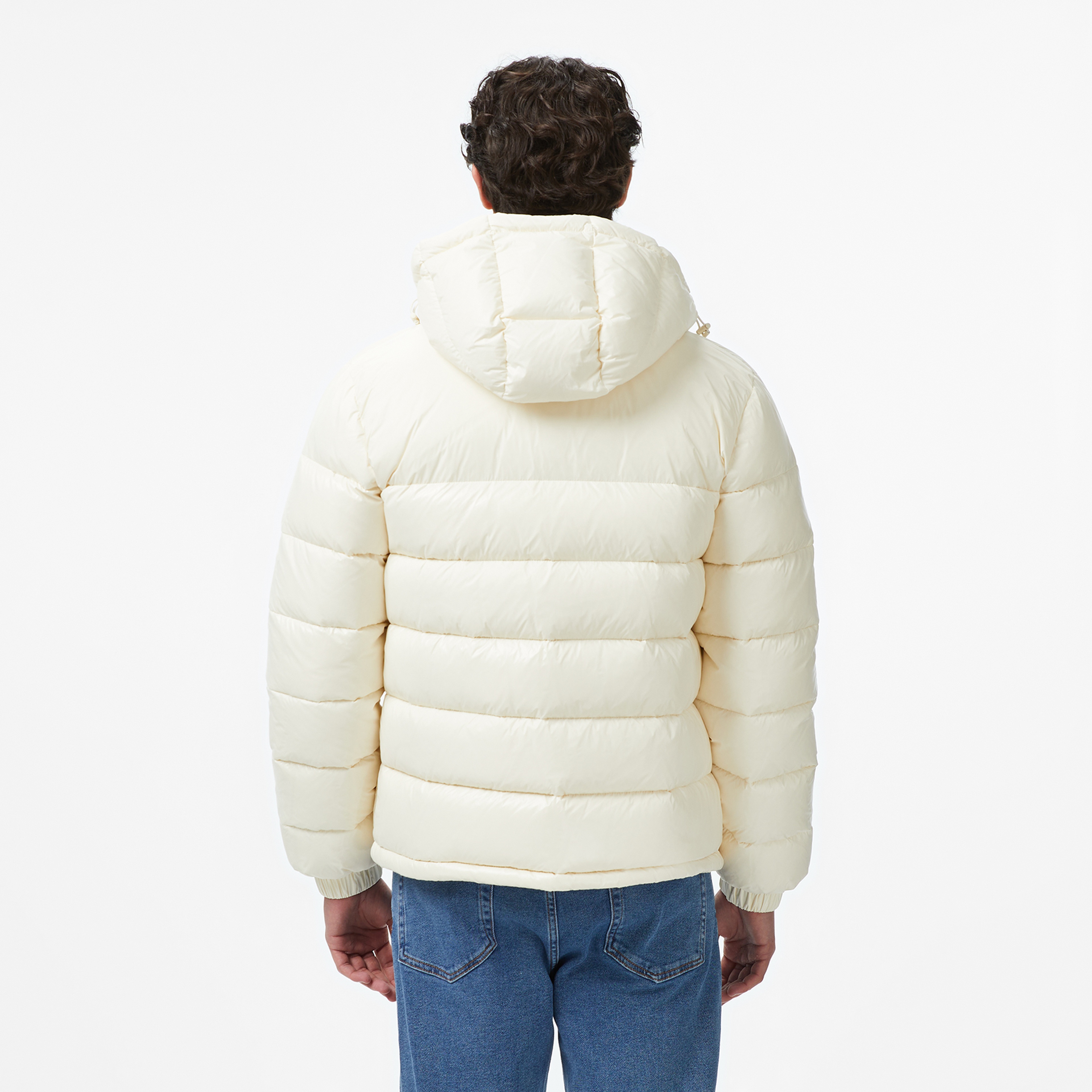 Lacoste Erkek Relaxed Fit Kapüşonlu Beyaz Mont