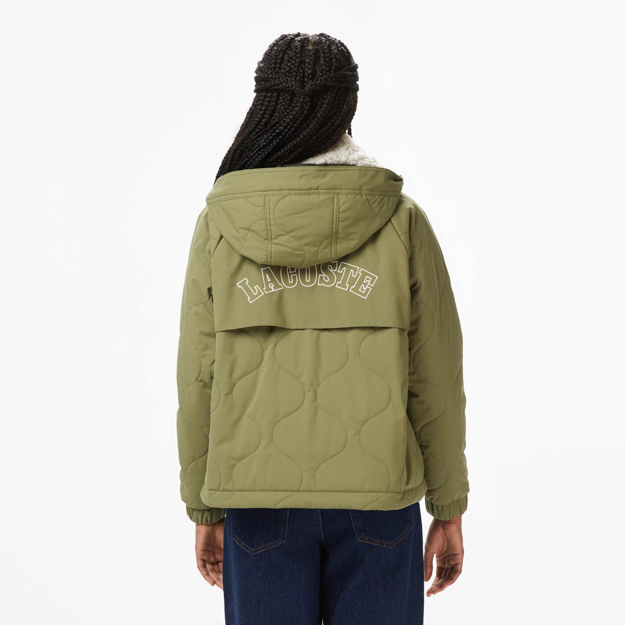 Lacoste Kadın Gömlek Yaka Baskılı Haki Ceket