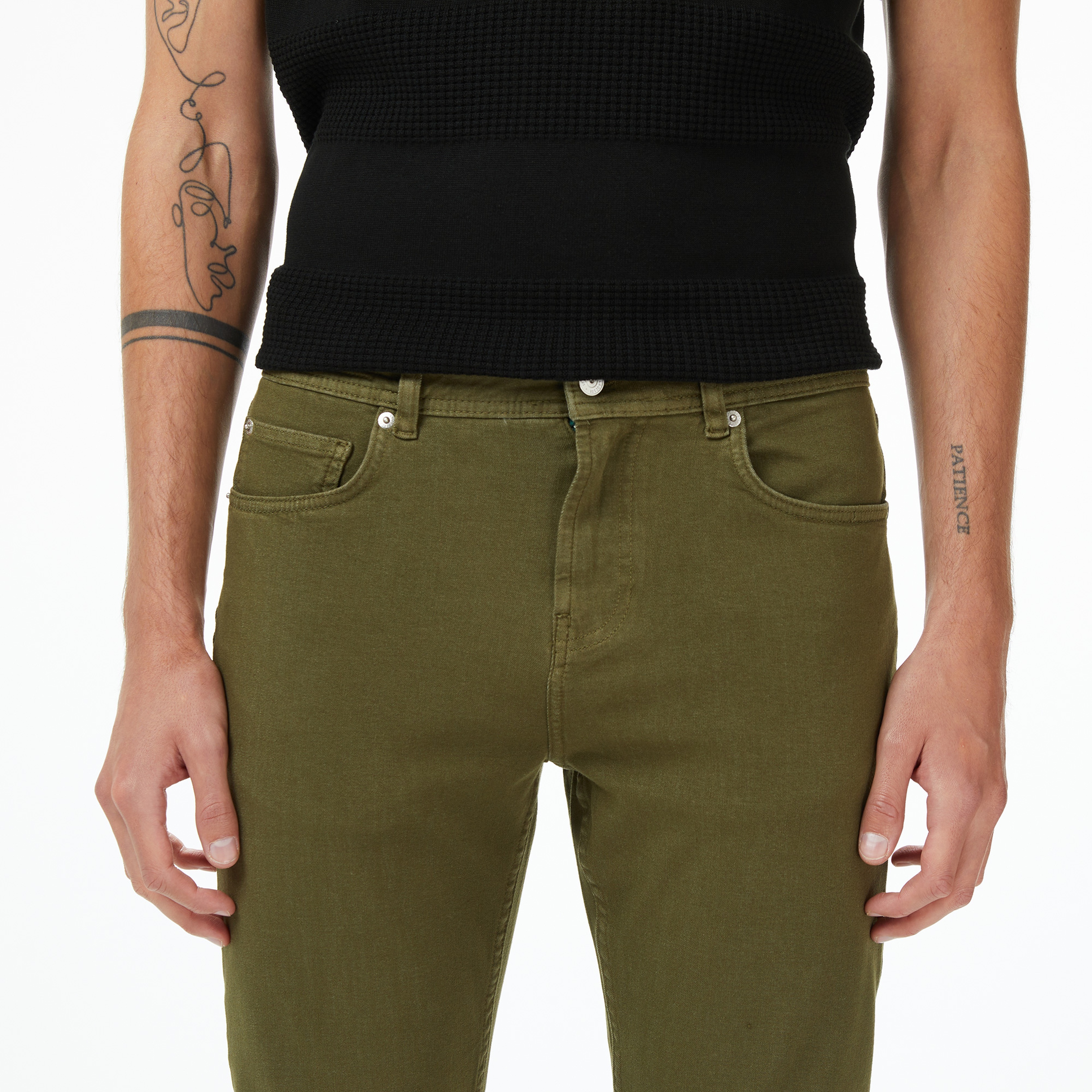 Erkek Slim Fit Haki Jean Pantolon