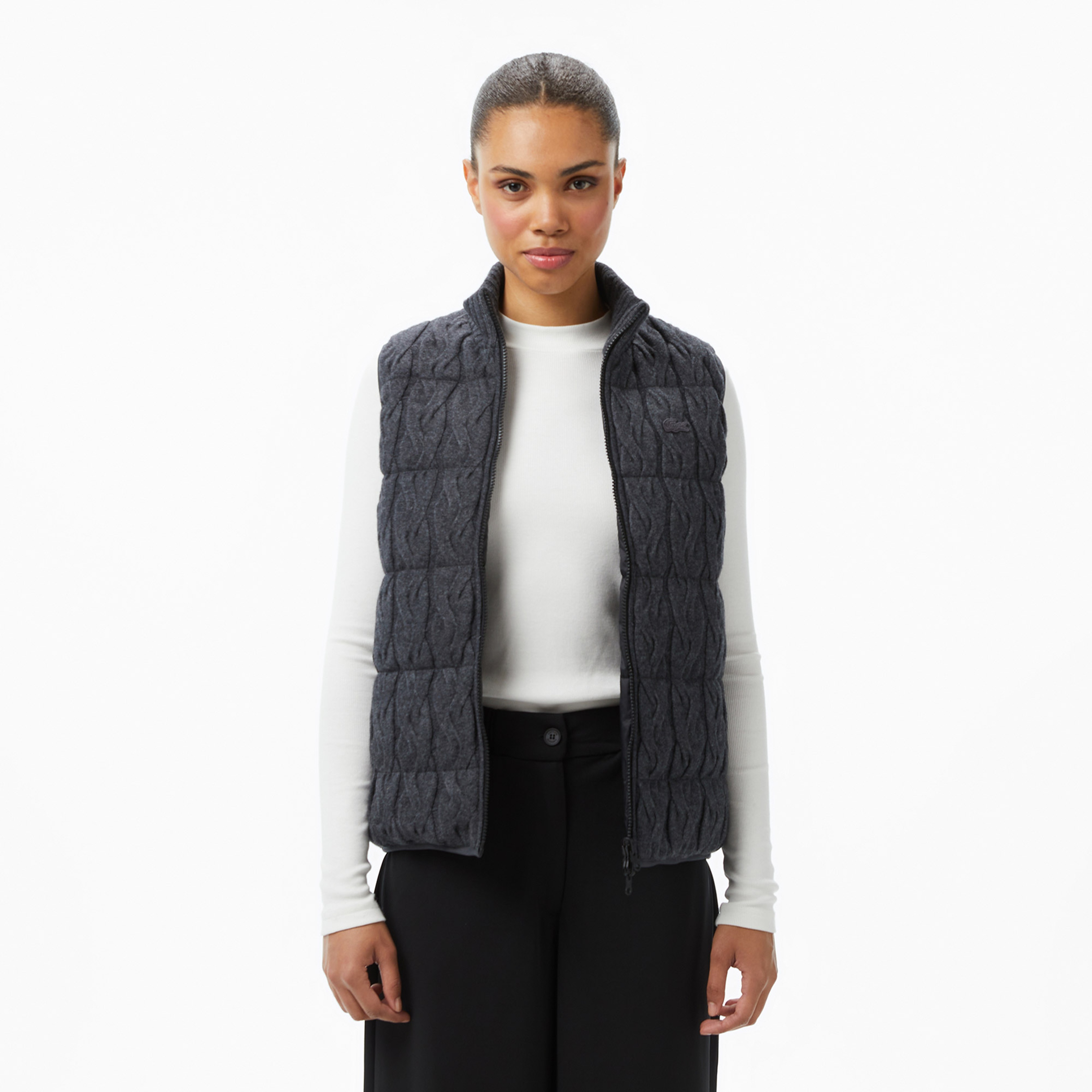 Kadın Regular Fit Dik Yaka Kapitone Çift Taraflı Gri Yelek