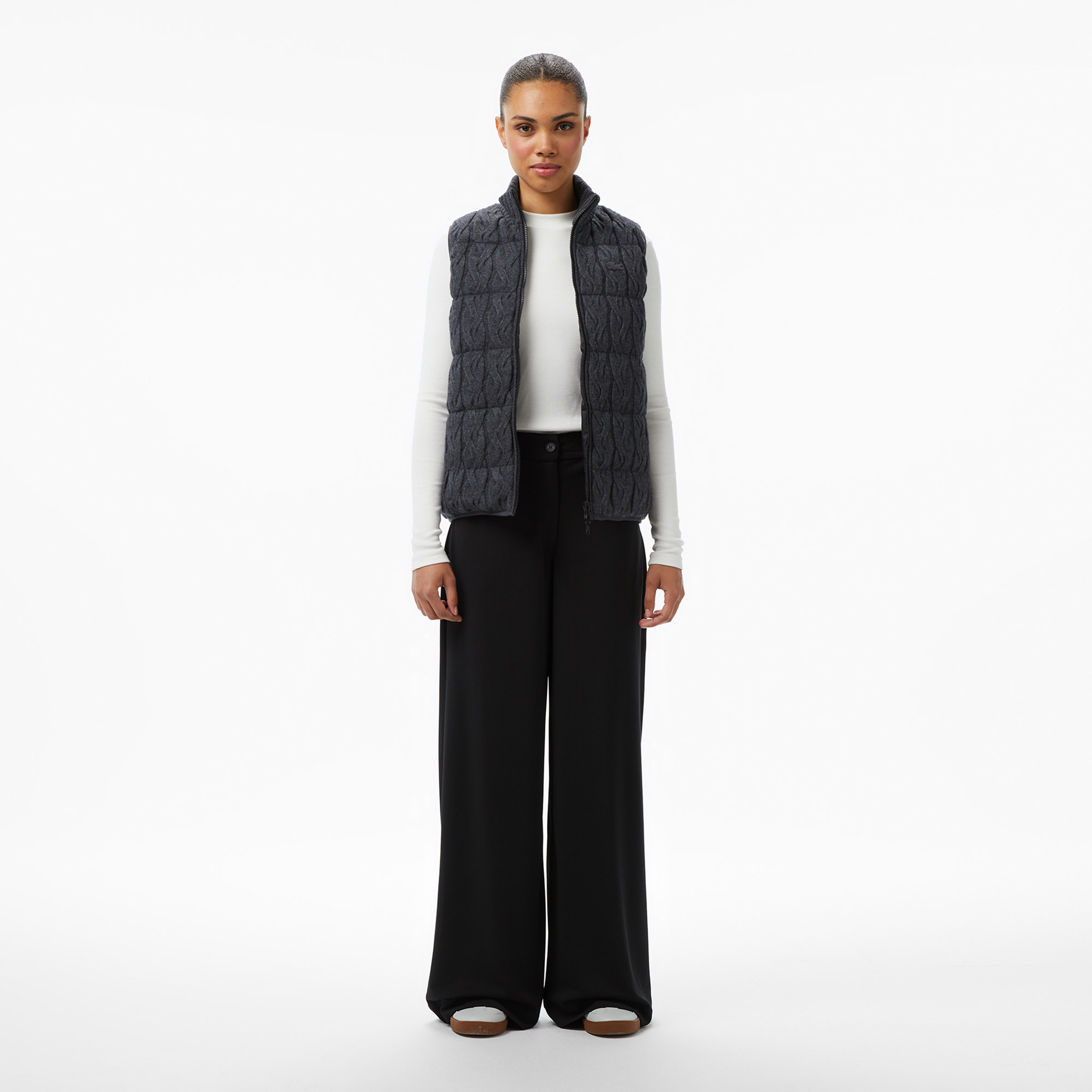 Kadın Regular Fit Dik Yaka Kapitone Çift Taraflı Gri Yelek