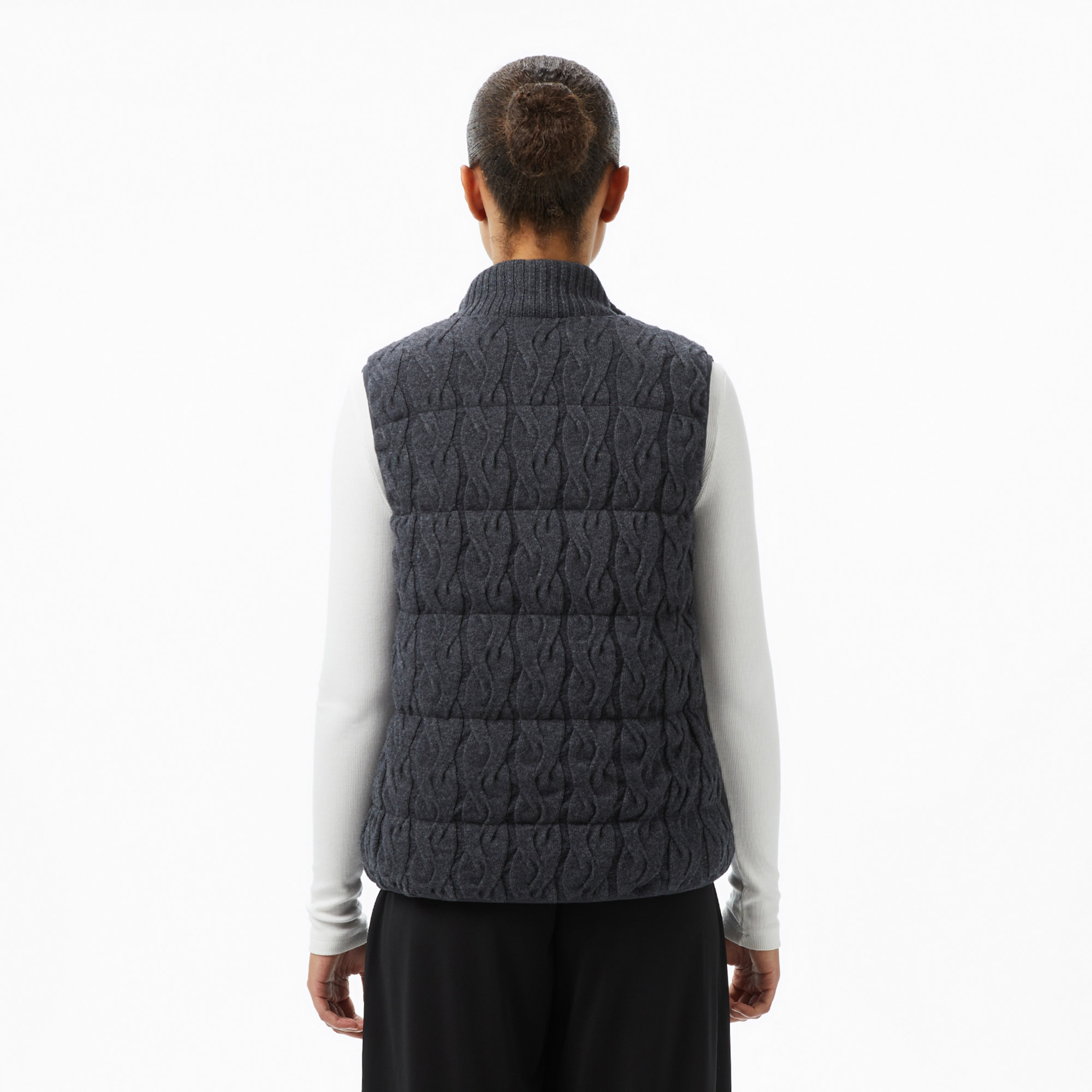 Kadın Regular Fit Dik Yaka Kapitone Çift Taraflı Gri Yelek