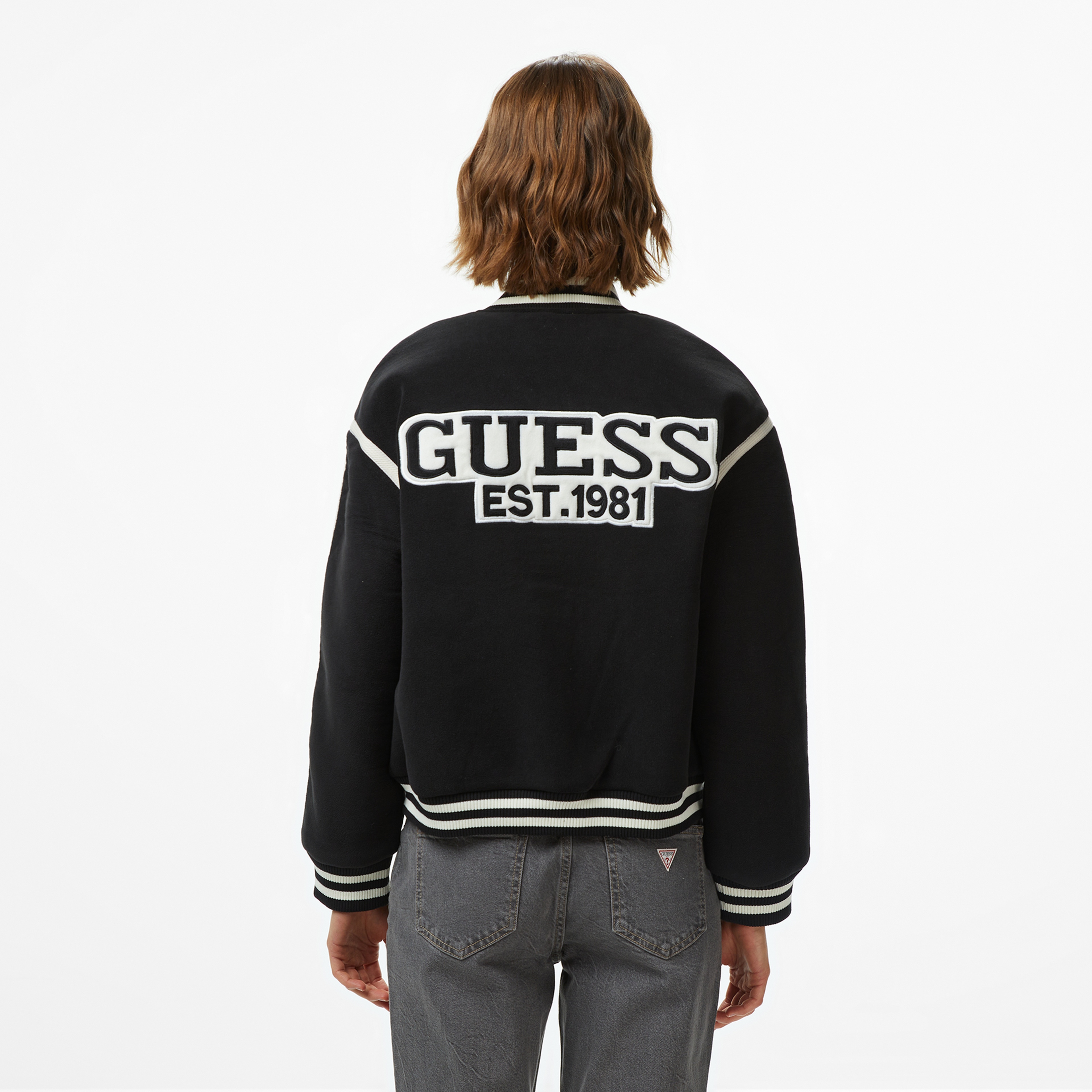 Guess Bomb Bomber Kadın Siyah Ceket