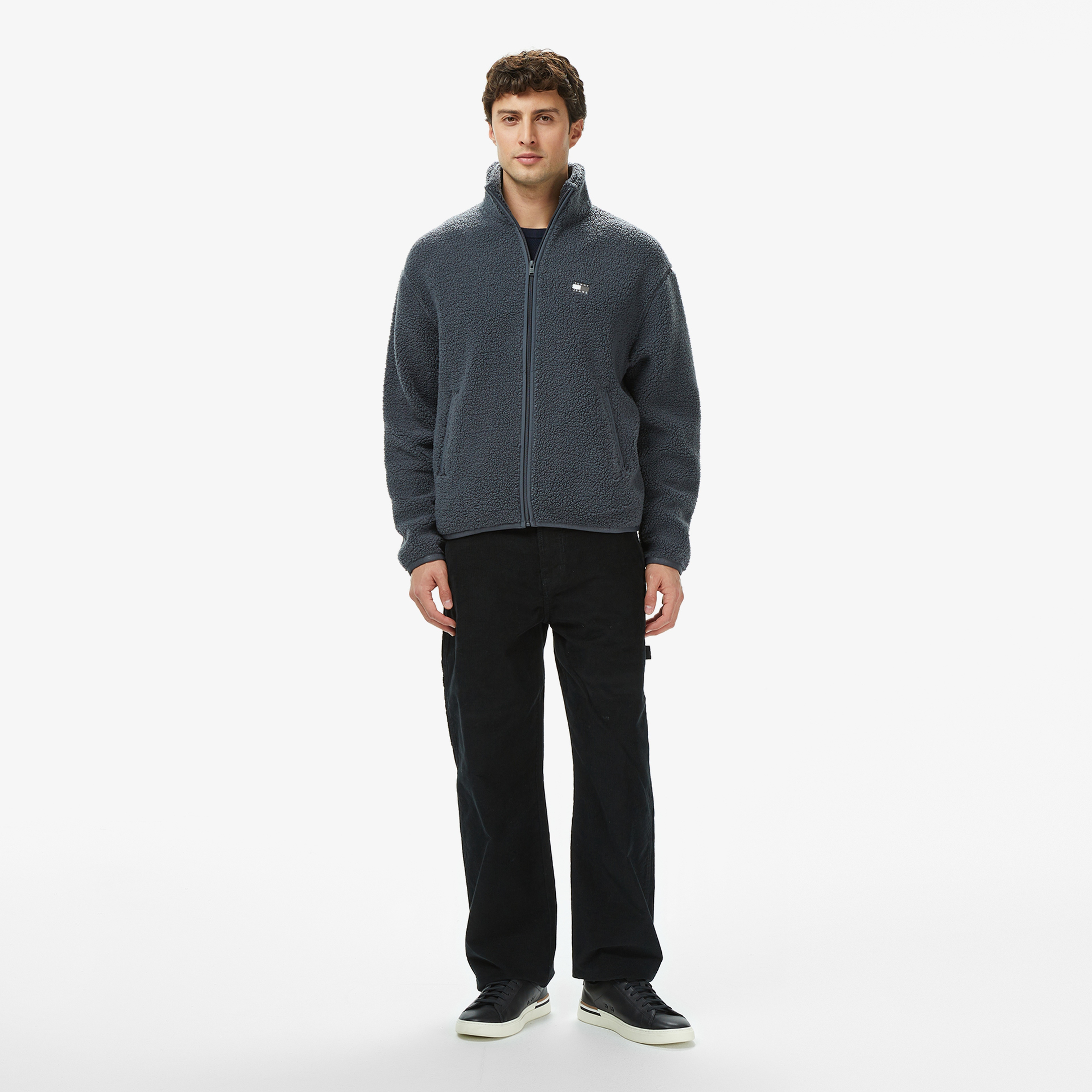 Tommy Jeans Relax Badge Erkek Gri Fermuarlı Sweatshirt
