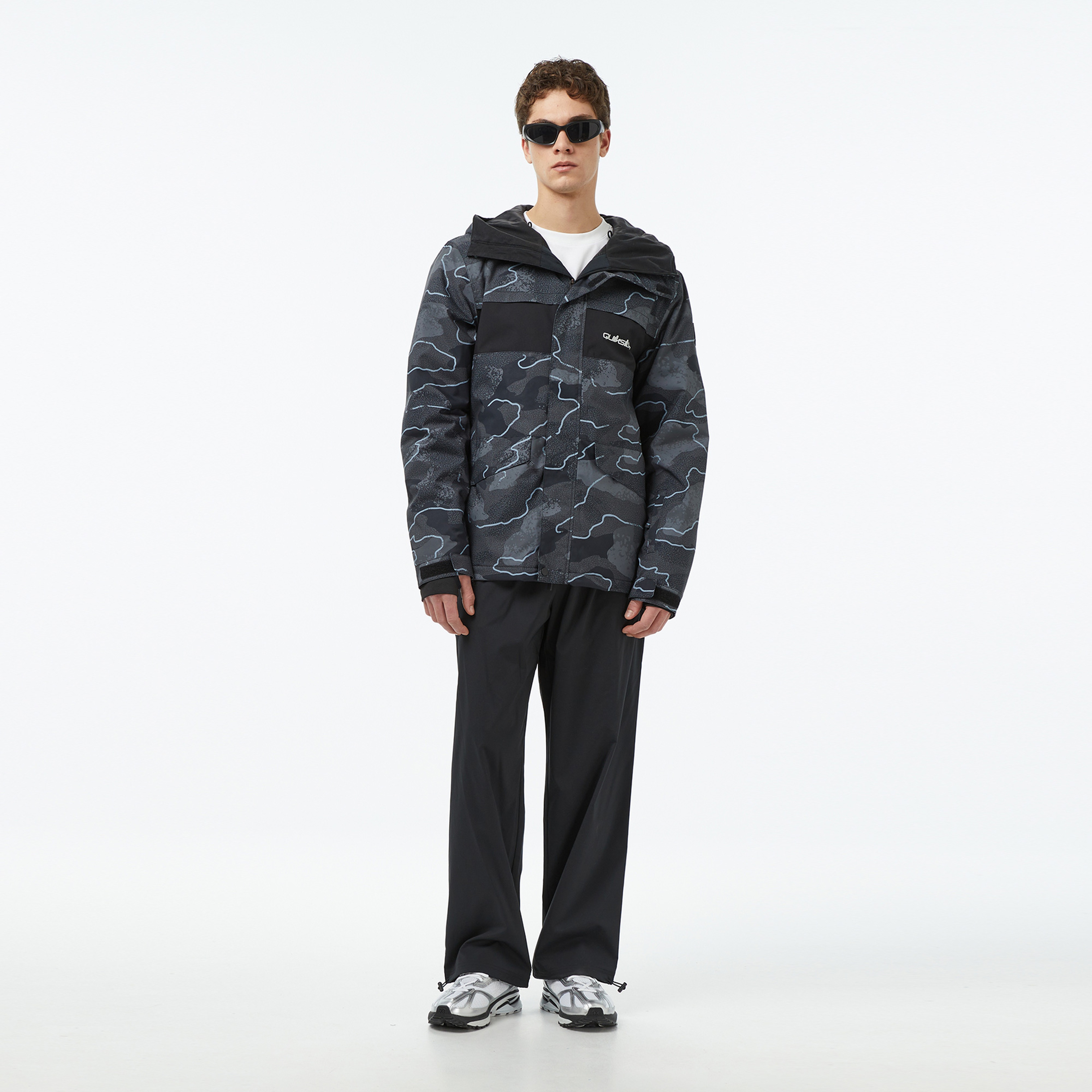 Quiksilver Mission Printed Block Erkek Gri Kayak Montu