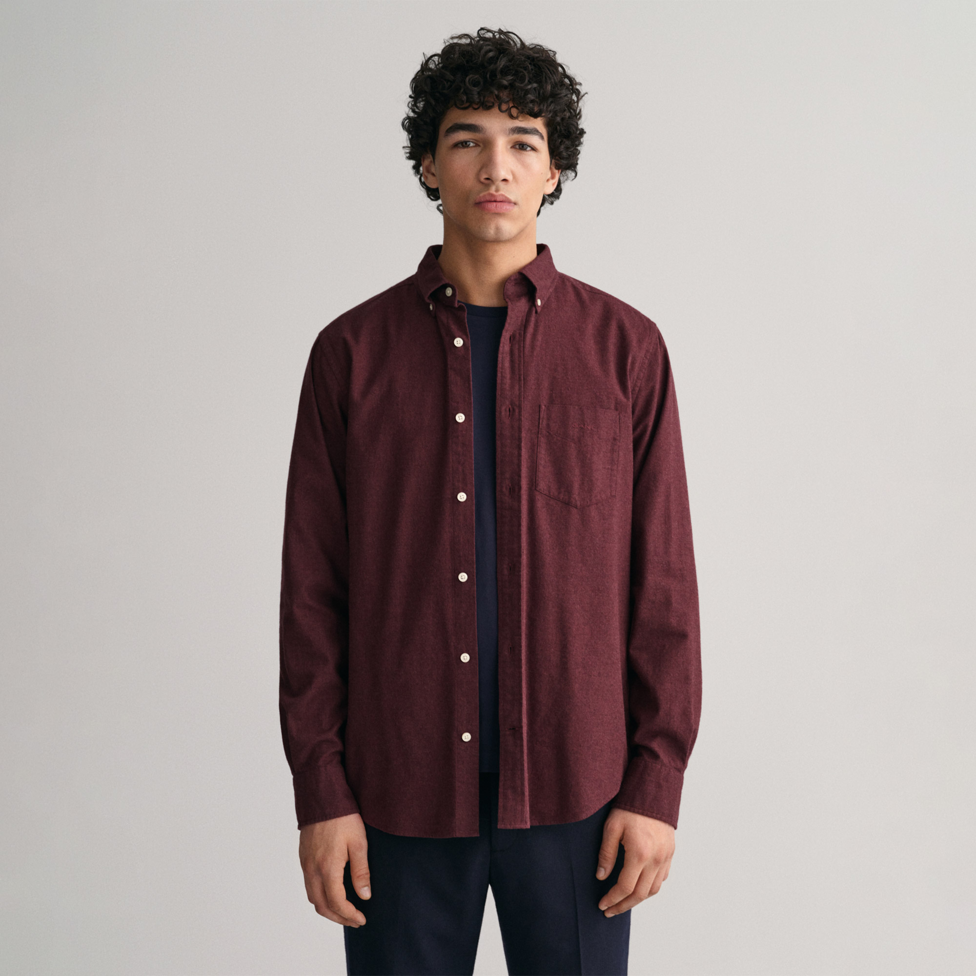 Gant Erkek Bordo Regular Fit Düğmeli Yaka Gömlek
