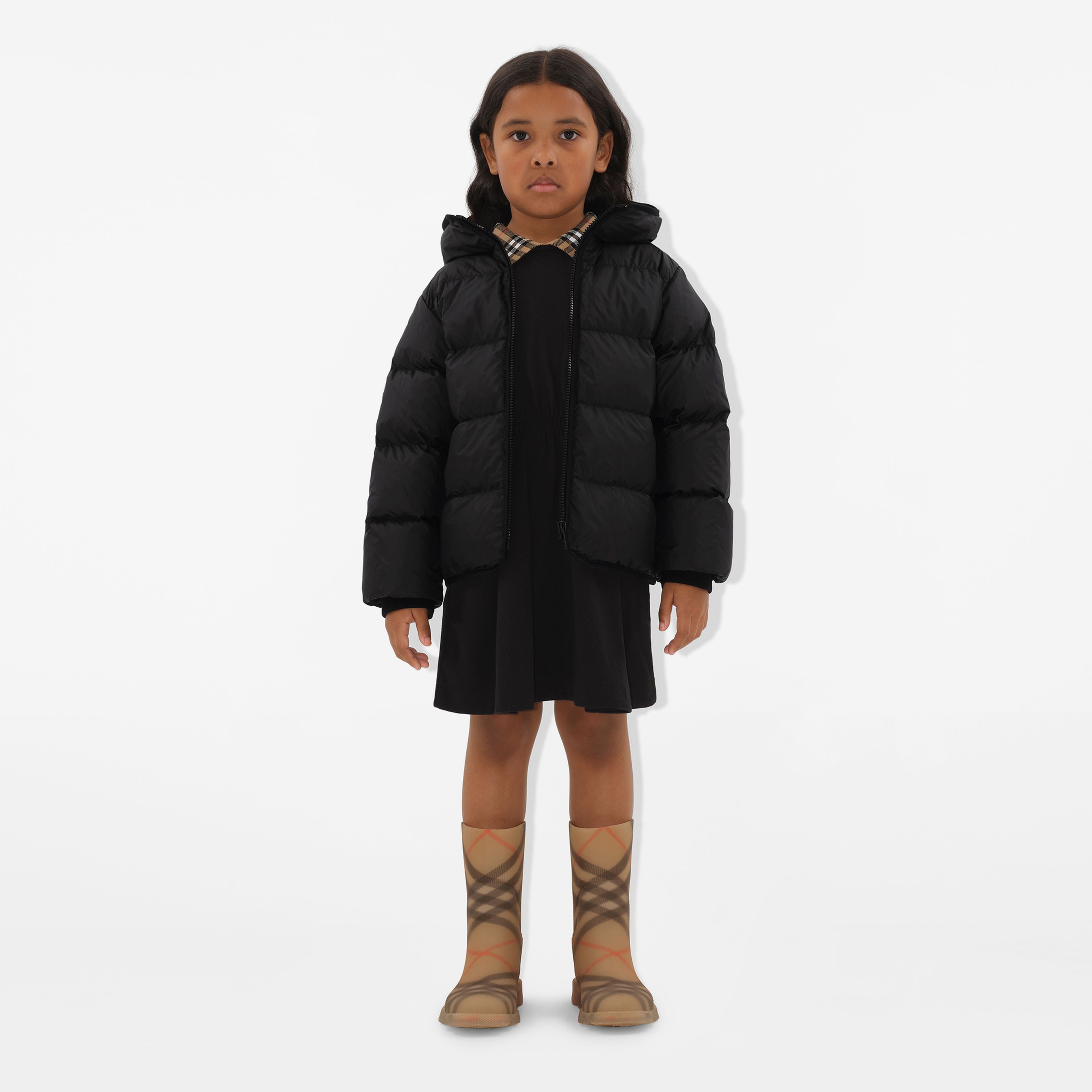 Burberry Chrissy Nylon Puffer Çocuk Siyah Mont