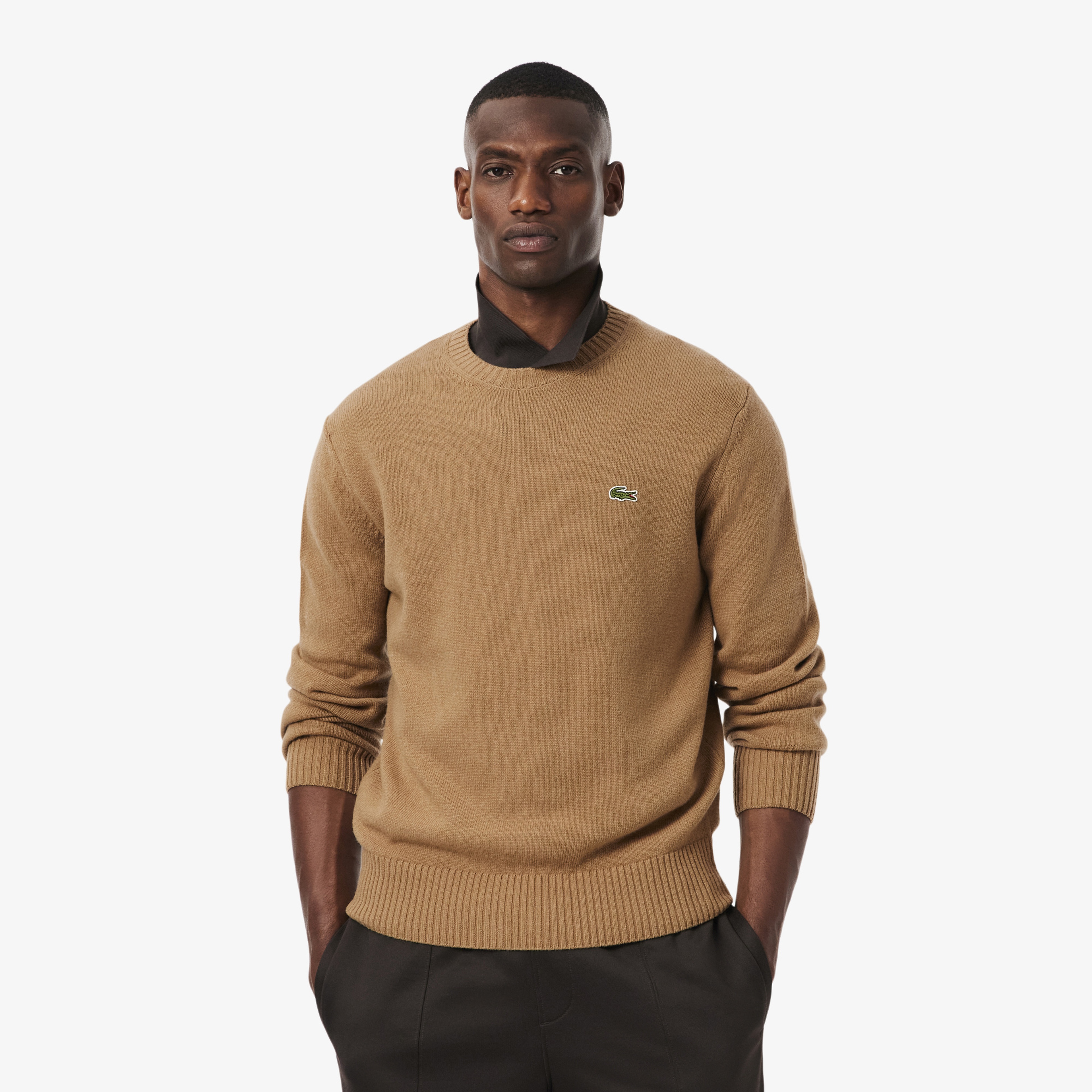 Carded Wool Crew Neck Sweater