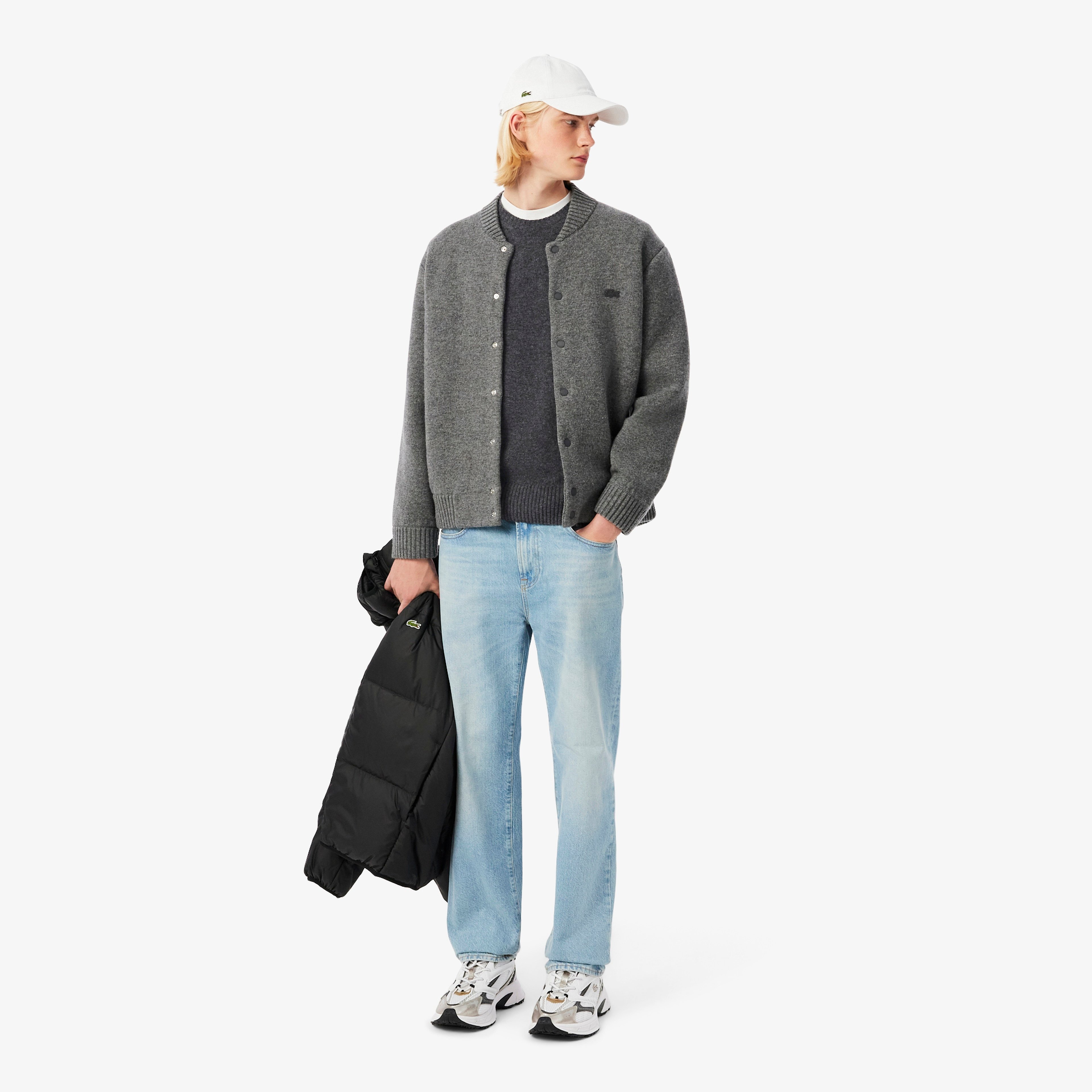 Erkek Classic Fit Bisiklet Yaka Gri Kazak