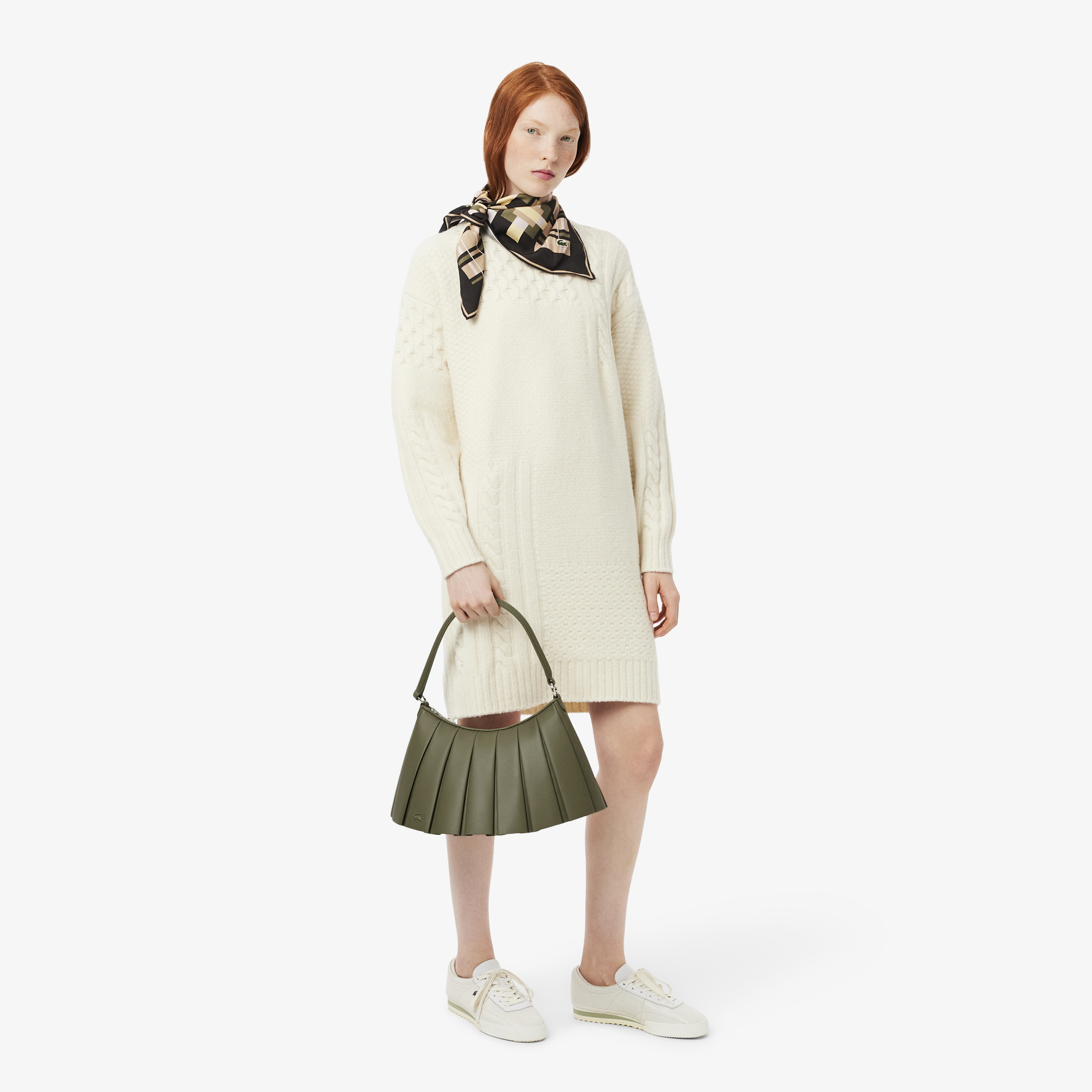 Lacoste Medium Lenglen Kadın Deri Haki Omuz Çantası