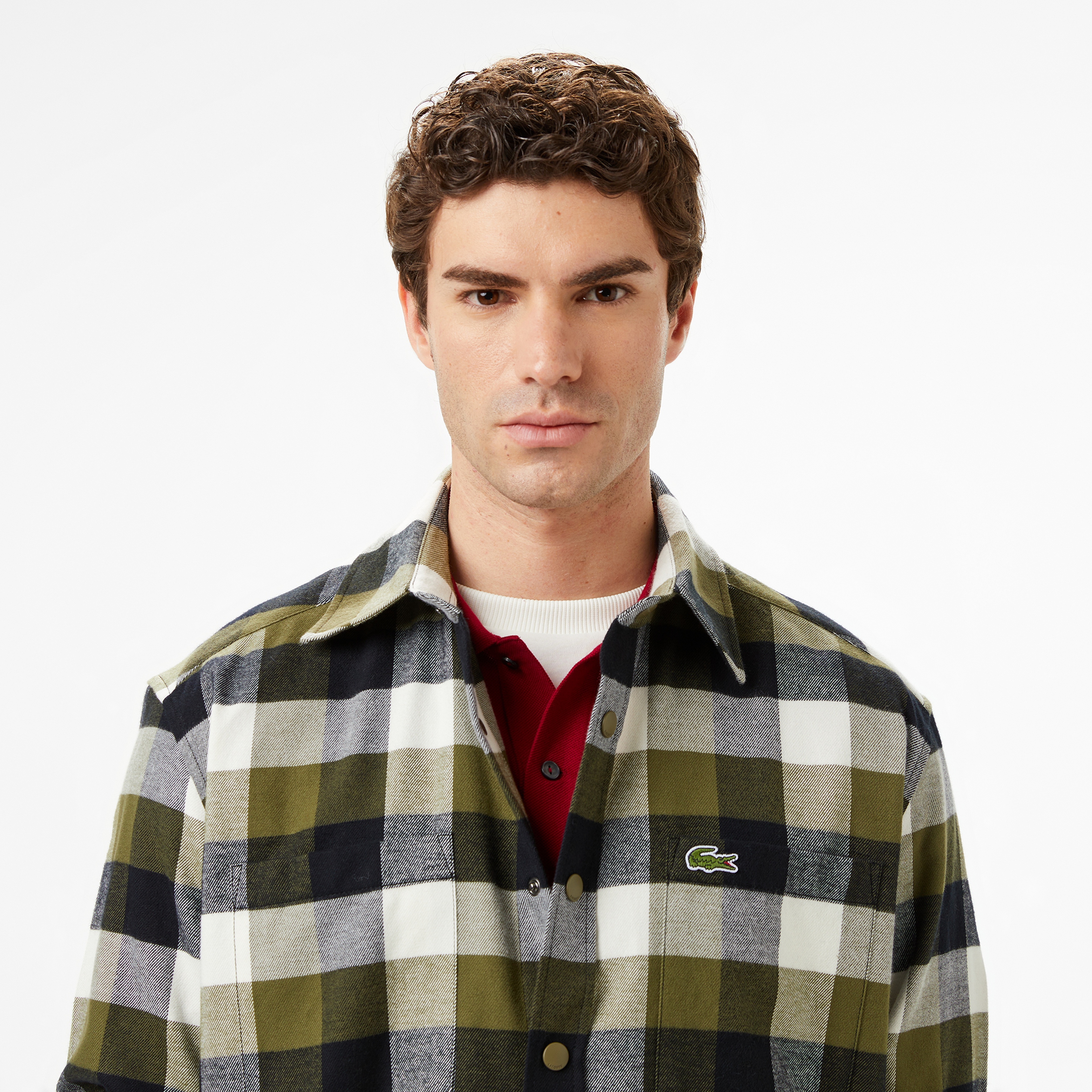 Erkek Relaxed Fit Kareli Haki Gömlek