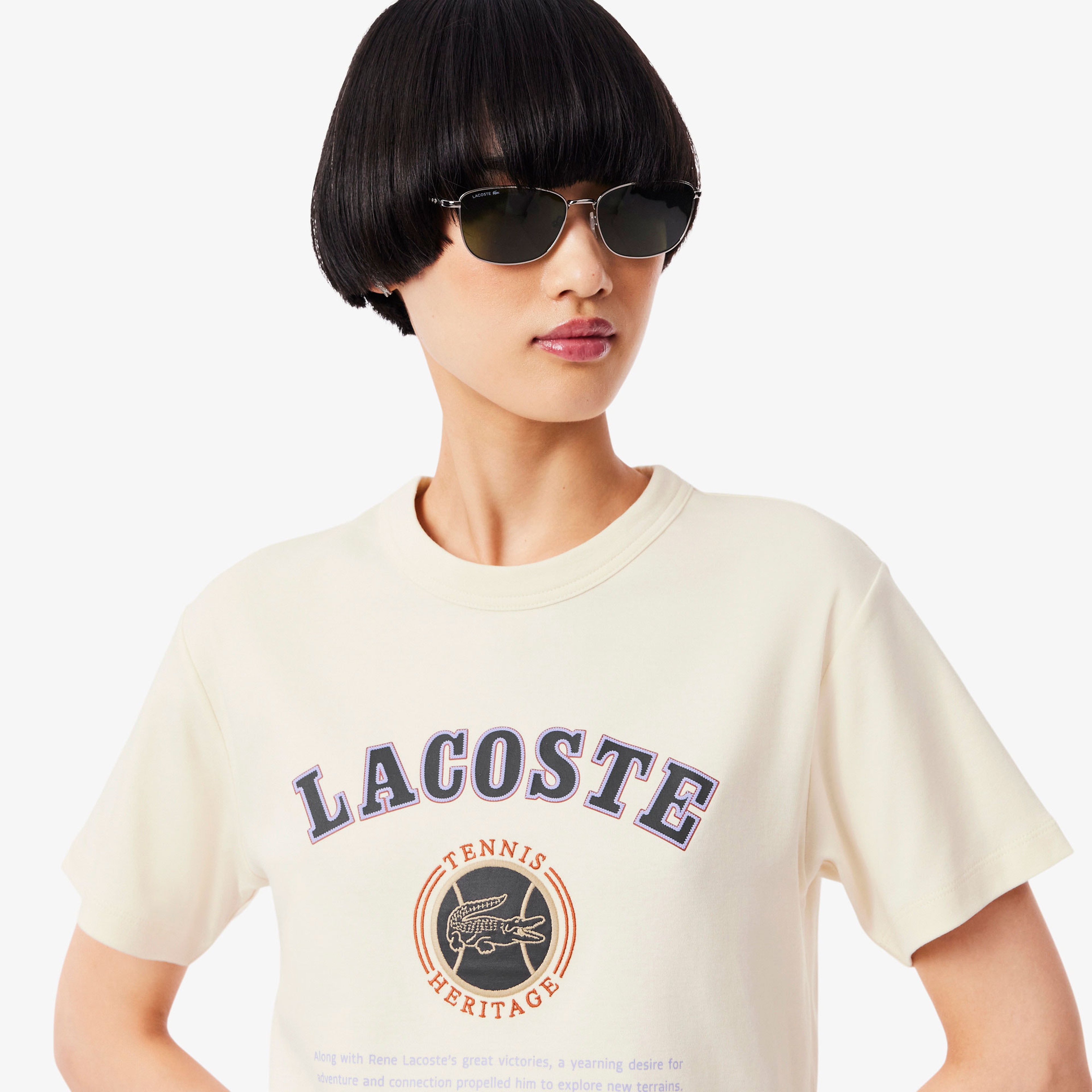 Lacoste Kadın Krem T-Shirt