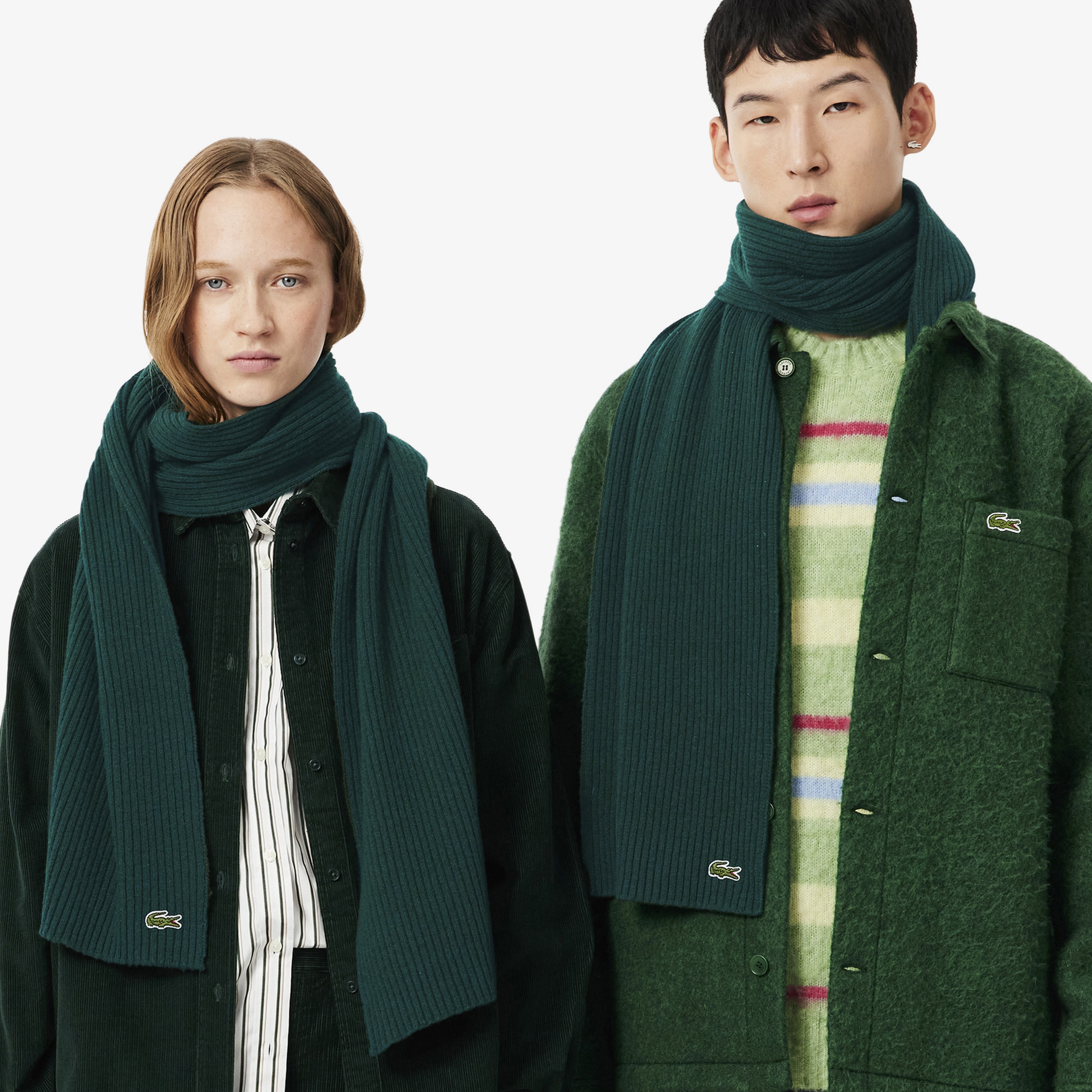 Unisex Yün Koyu Yeşil Atkı