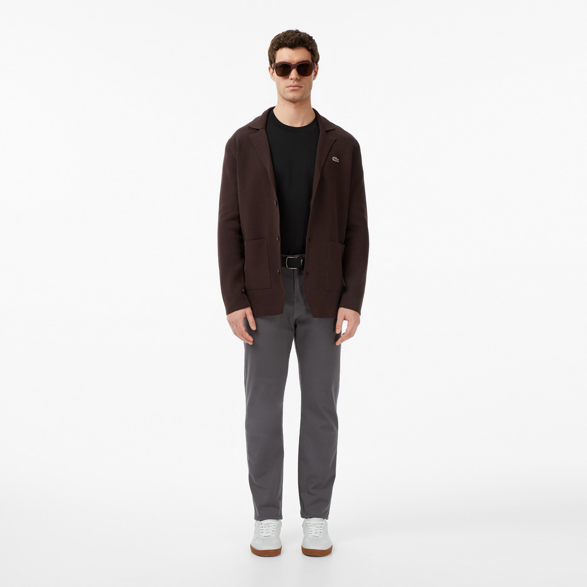 Lacoste Erkek Classic Fit V Yaka Kahverengi Kazak