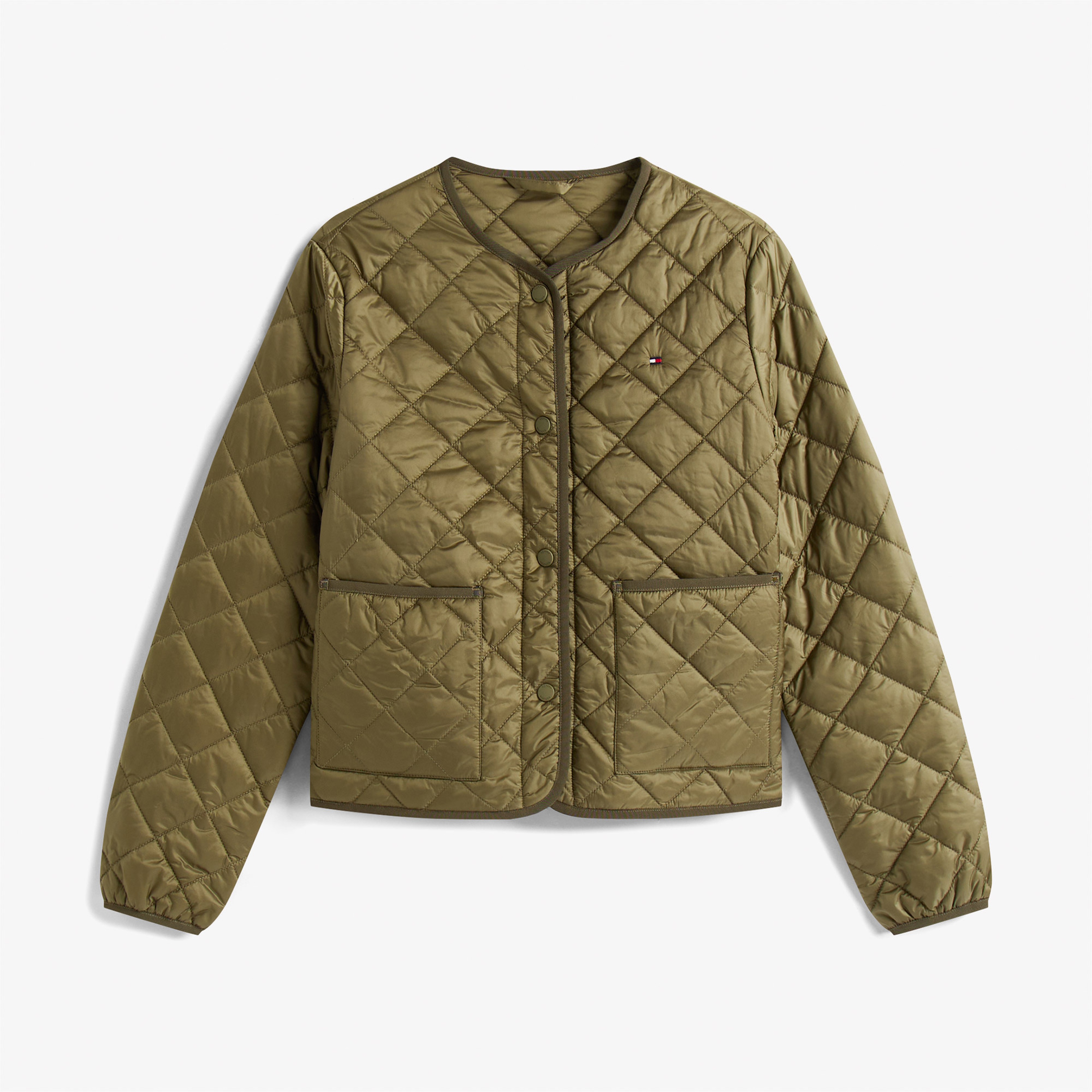 Tommy Hilfiger Padded Regular Quilted Kadın Yeşil Puffer Mont