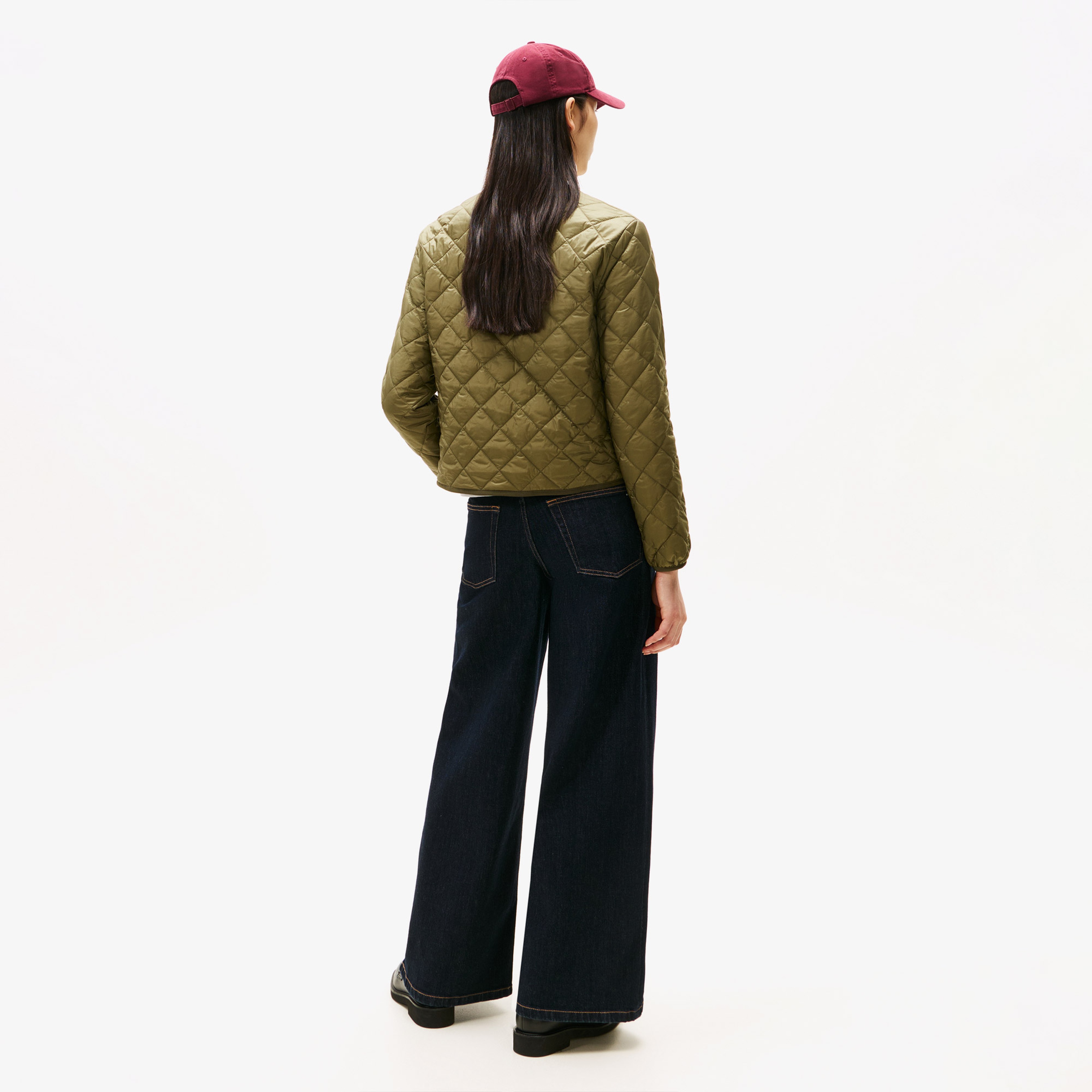 Tommy Hilfiger Padded Regular Quilted Kadın Yeşil Puffer Mont