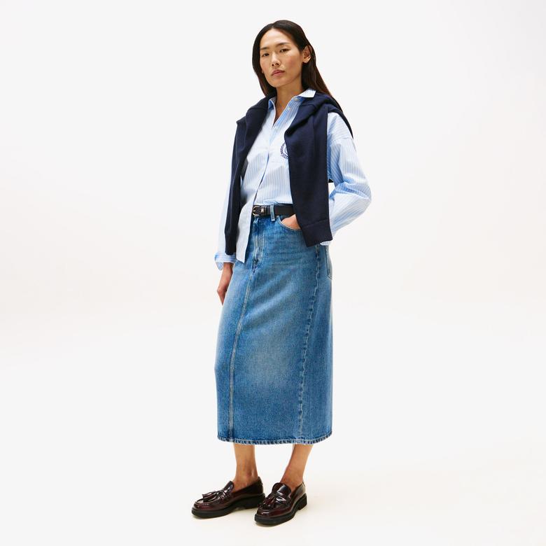 Tommy Hilfiger Denim Lana Midi Kadın Mavi Etek