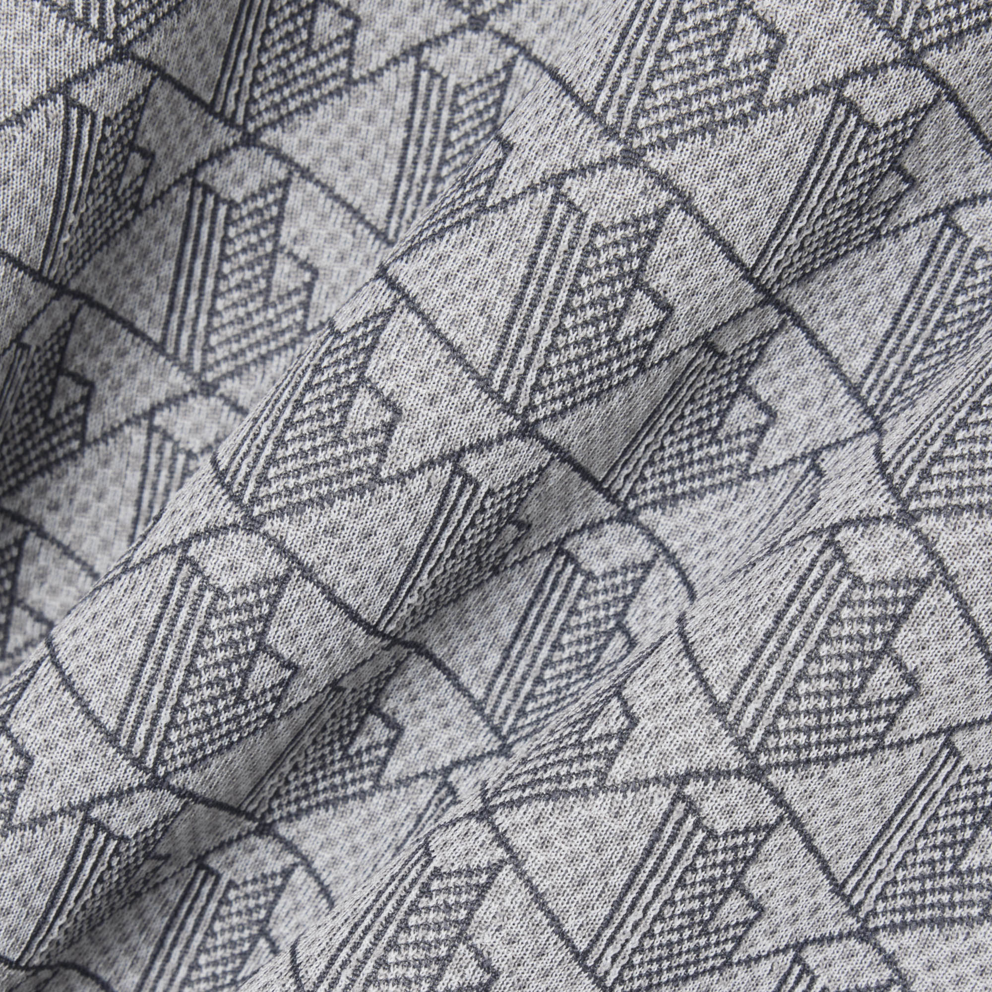 Erkek Classic Fit Bisiklet Yaka Monogram Gri T-Shirt