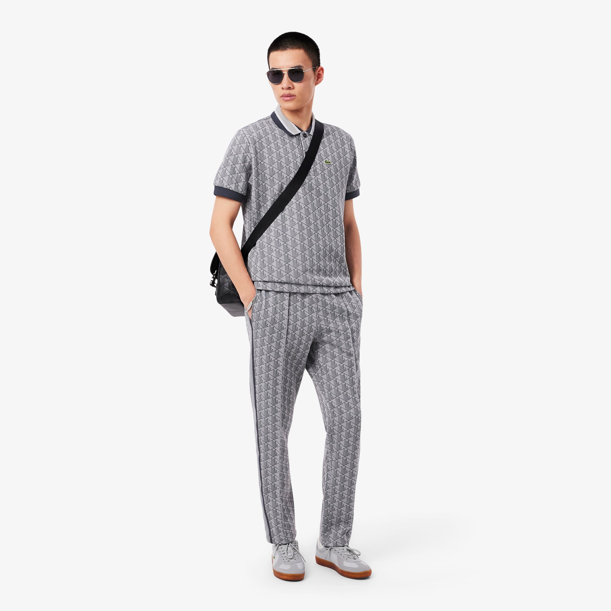 Erkek Regular Fit Monogram Gri Eşofman Altı