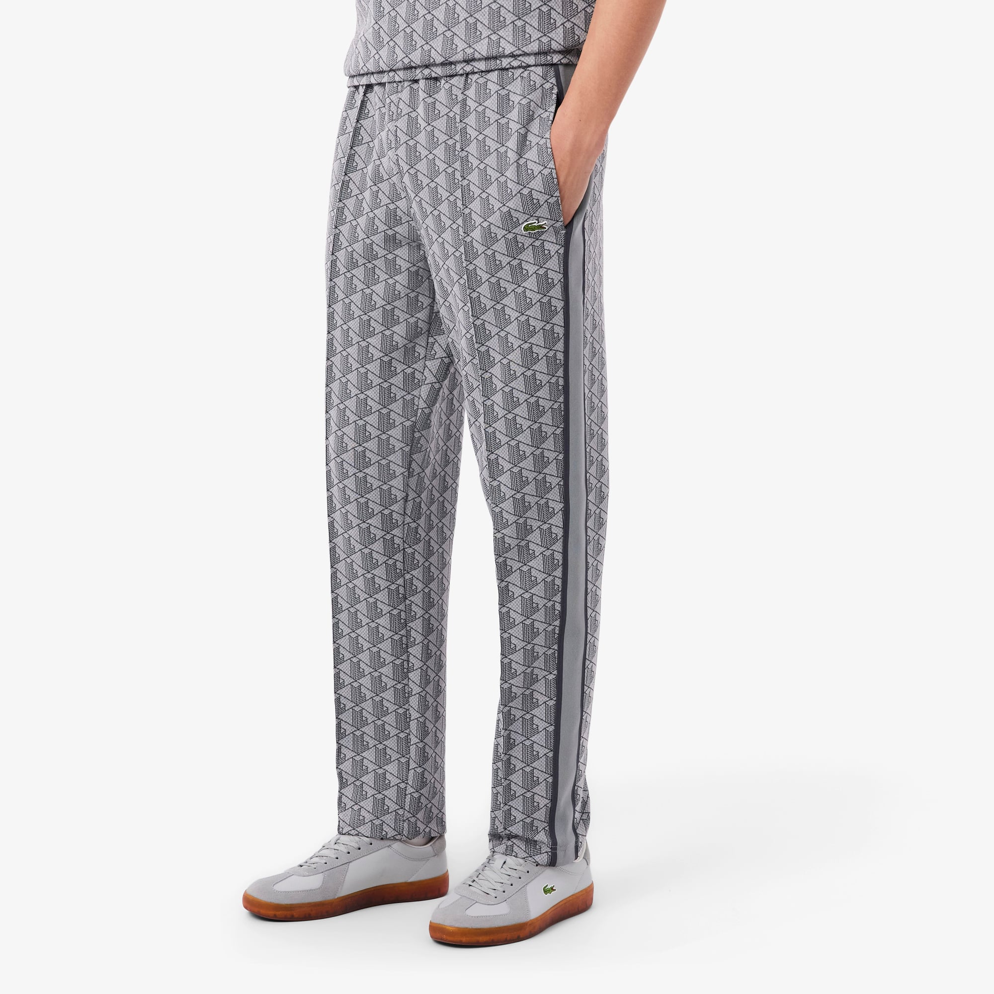 Erkek Regular Fit Monogram Gri Eşofman Altı