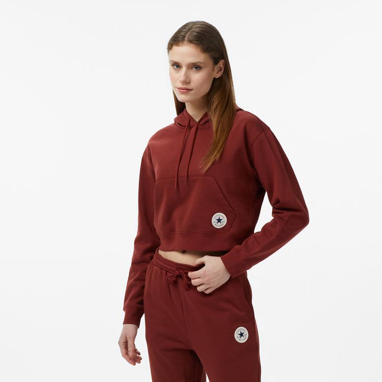 Converse Classic Kadın Bordo Crop Sweatshirt