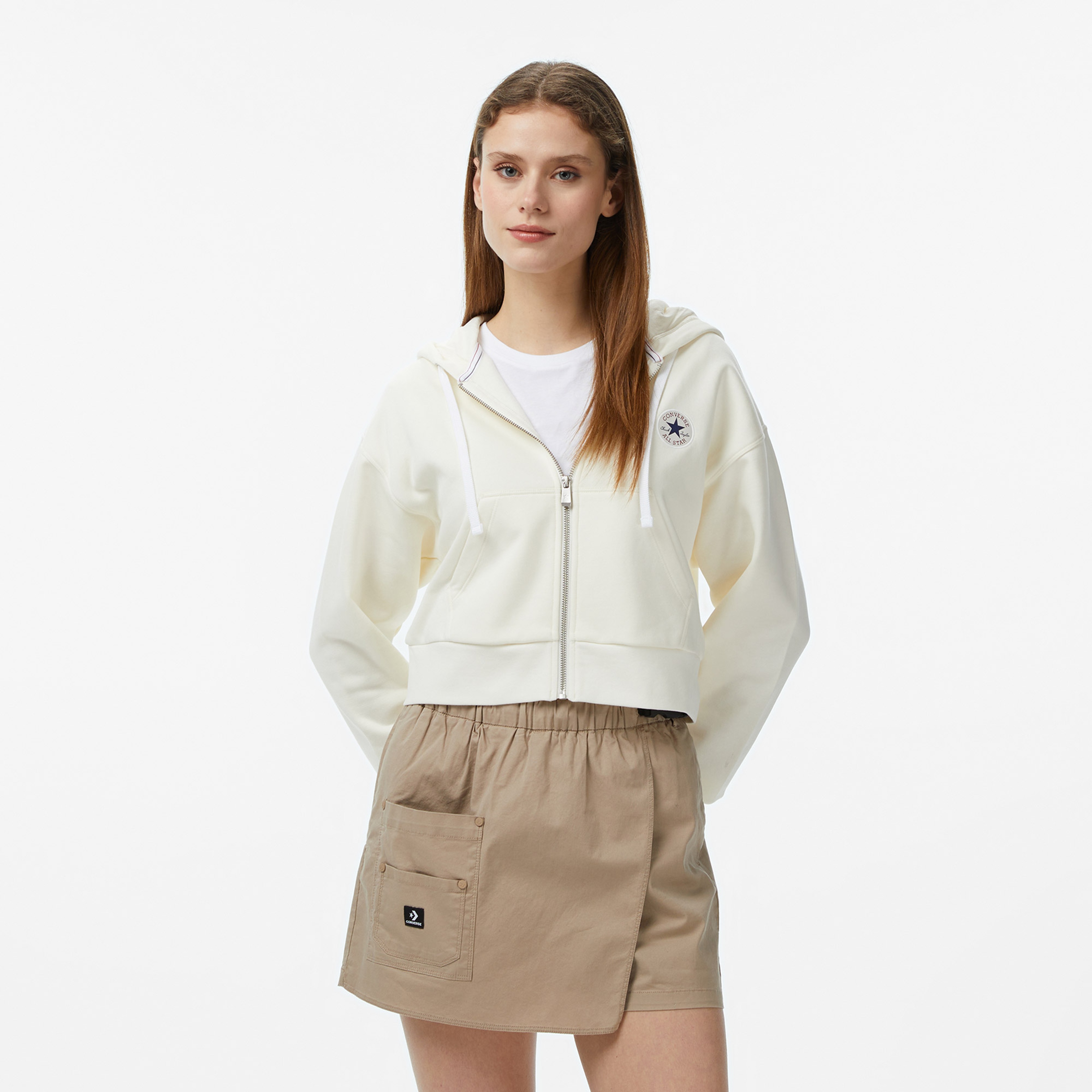 Converse Retro Chuck Taylor Kadın Krem Eşofman Üstü