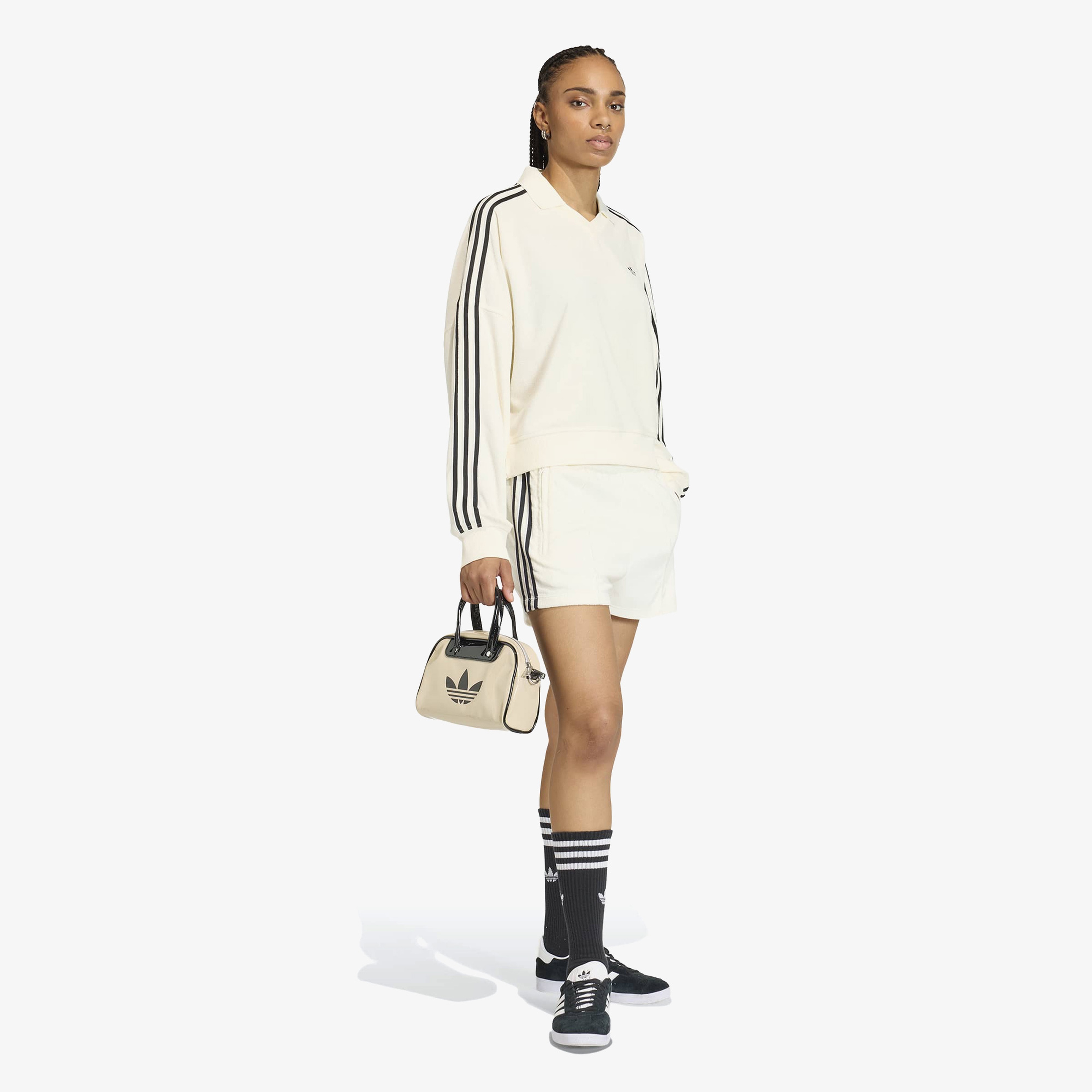 adidas Terry Towel V Neck Kadın Beyaz Sweatshirt