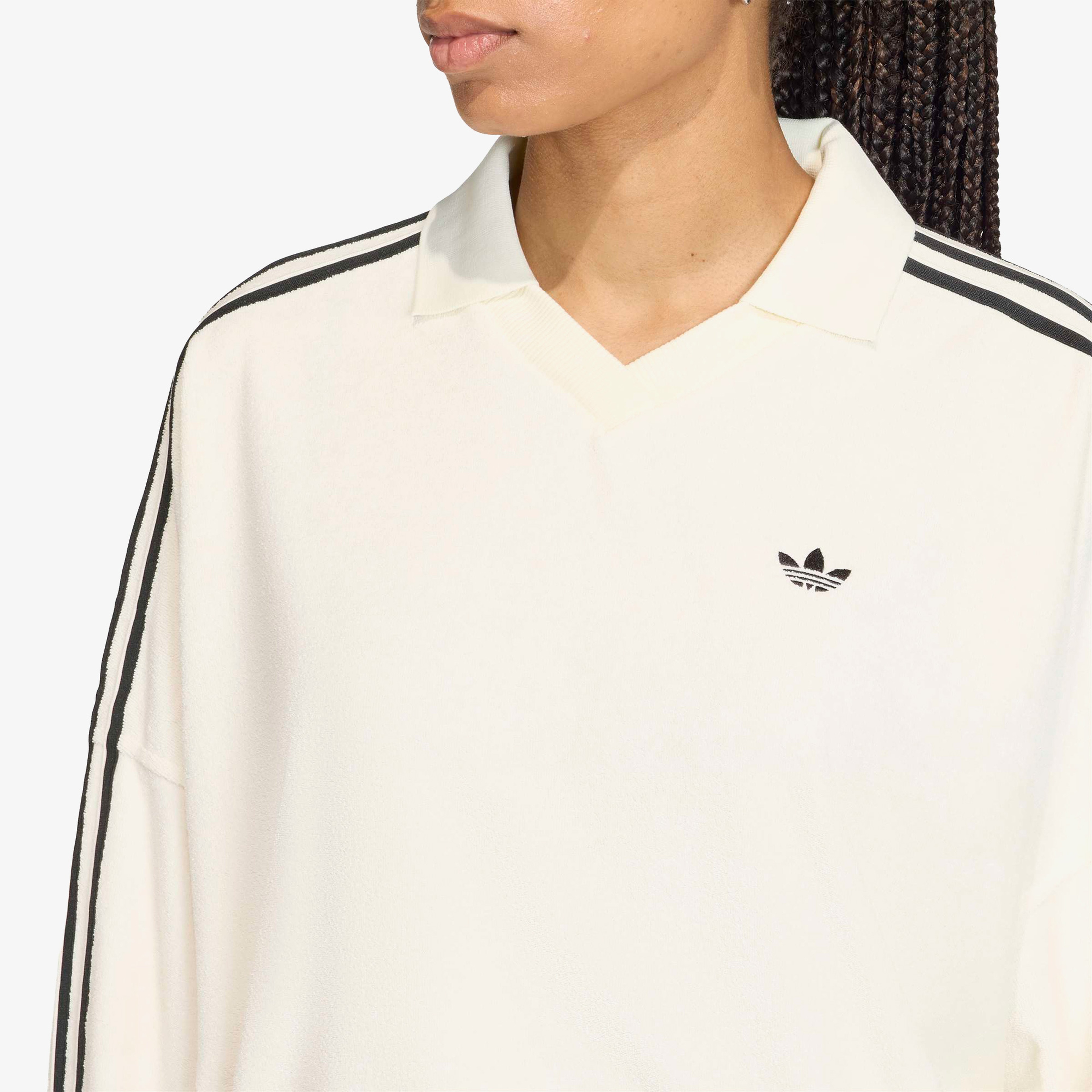 adidas Terry Towel V Neck Kadın Beyaz Sweatshirt