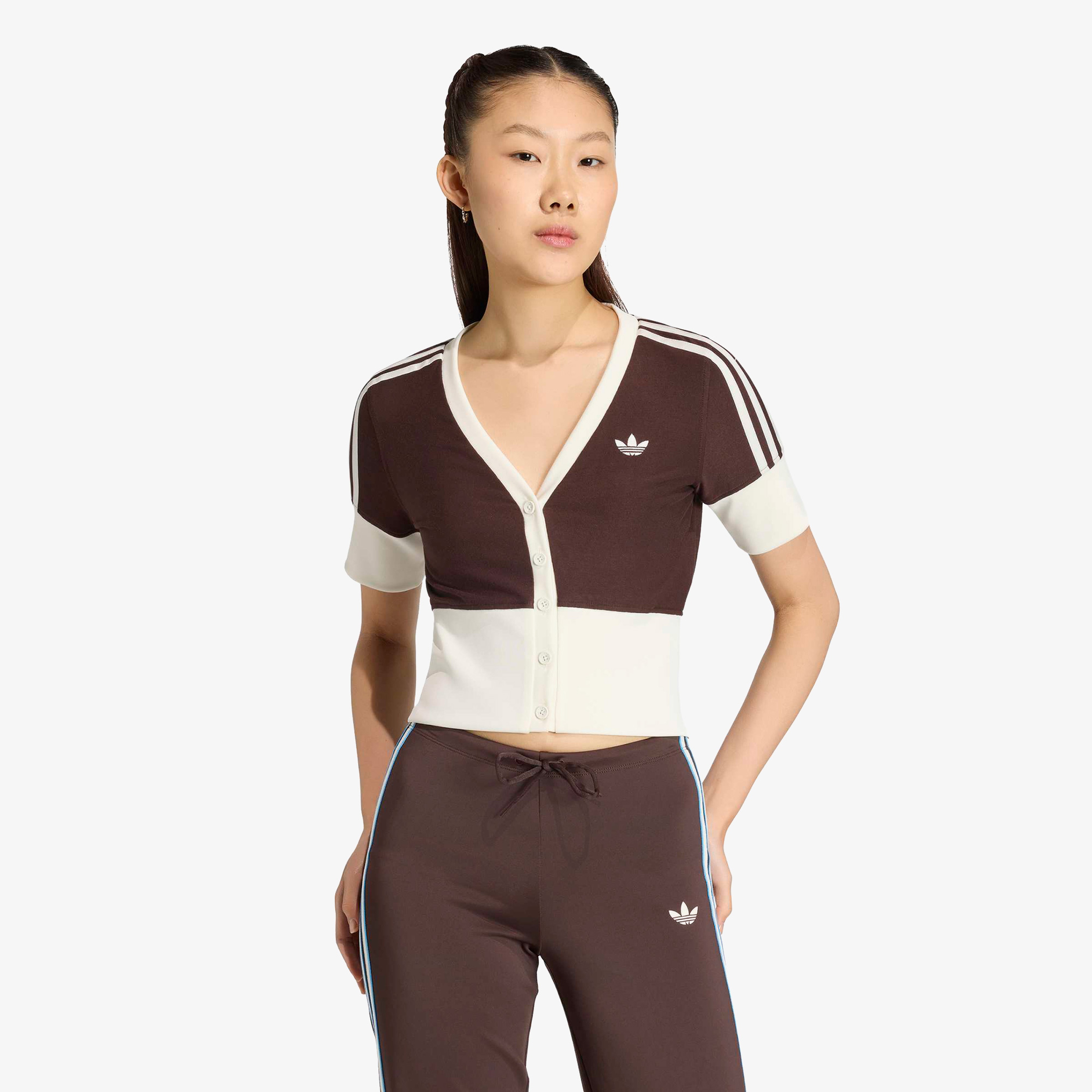 adidas V-Neck Kadın Kahverengi Gömlek