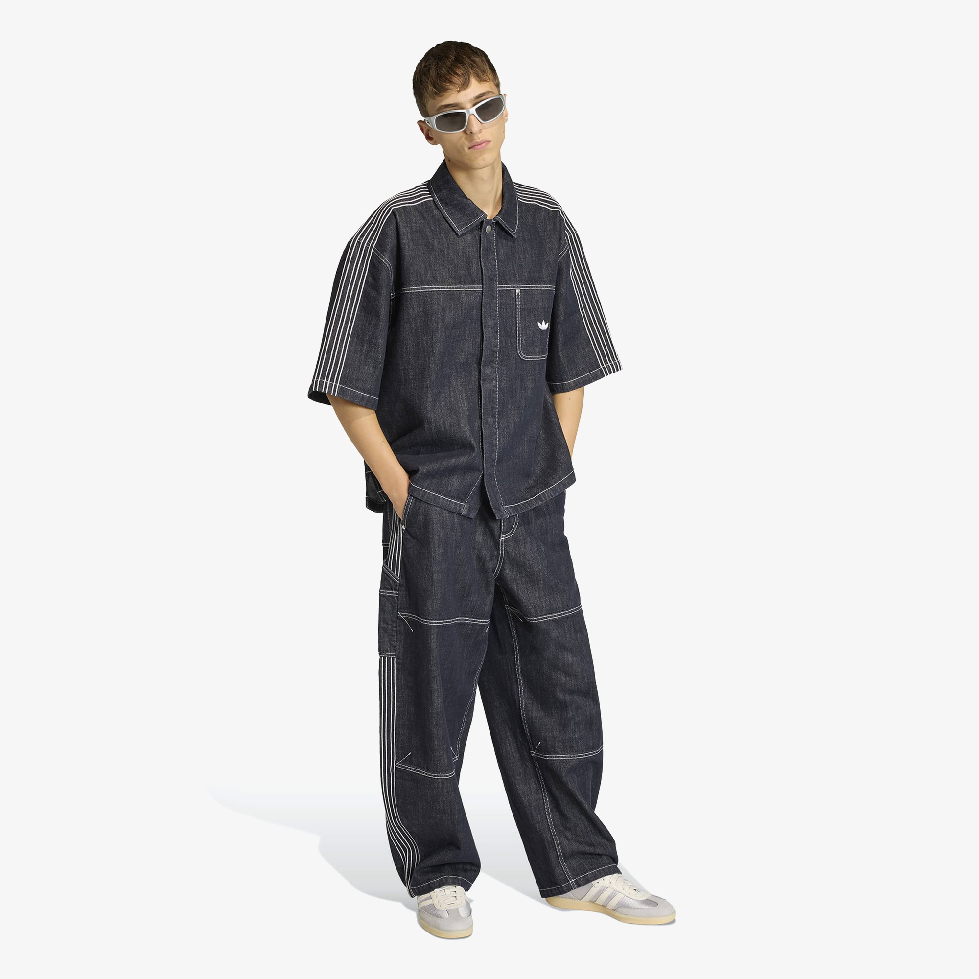 adidas Denim Button Up Erkek Mavi Gömlek