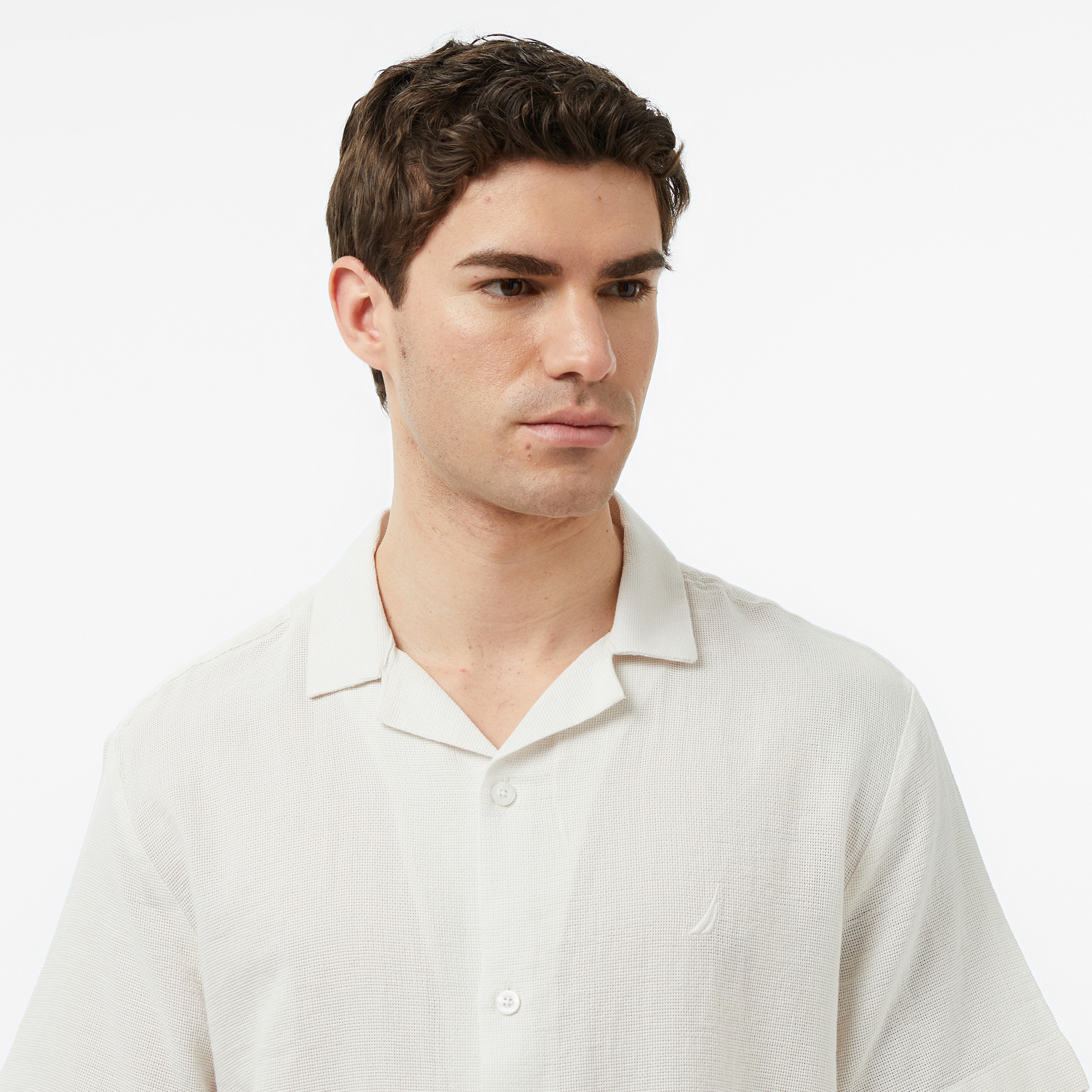 Nautica Erkek Krem Regular Fit Kısa Kollu Gömlek