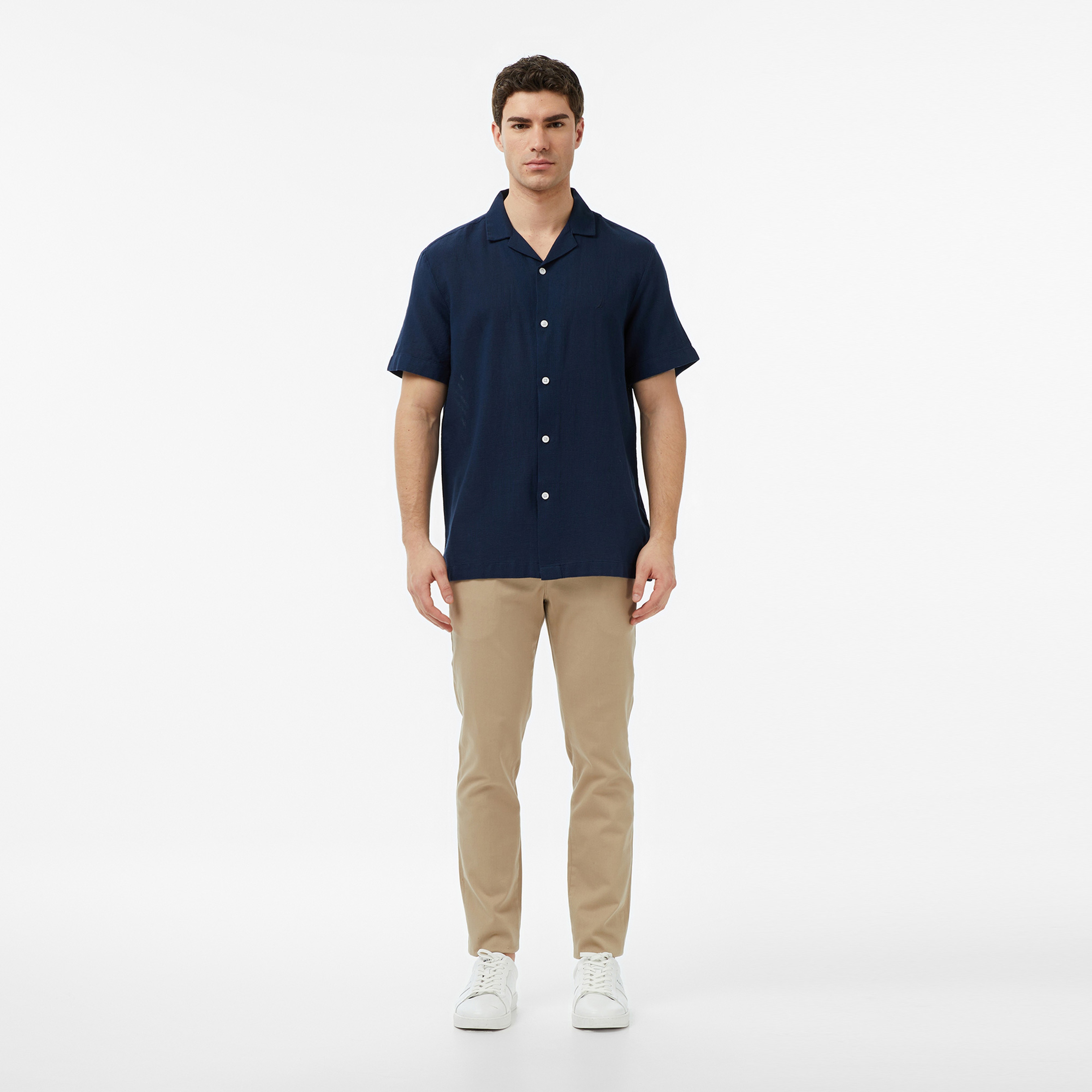 Nautica Erkek Lacivert Regular Fit Kısa Kollu Gömlek