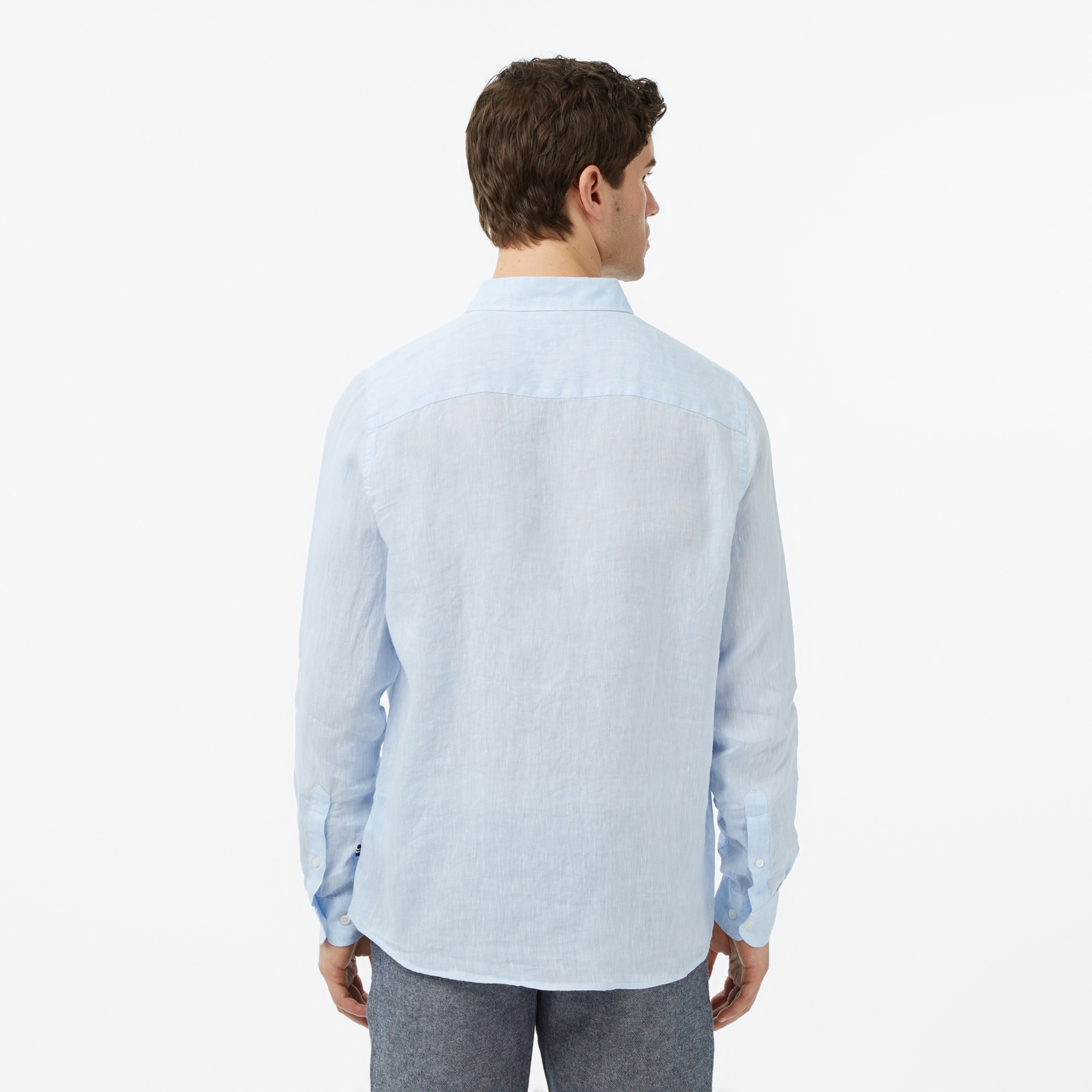 Nautica Erkek Mavi Regular Fit Keten Gömlek