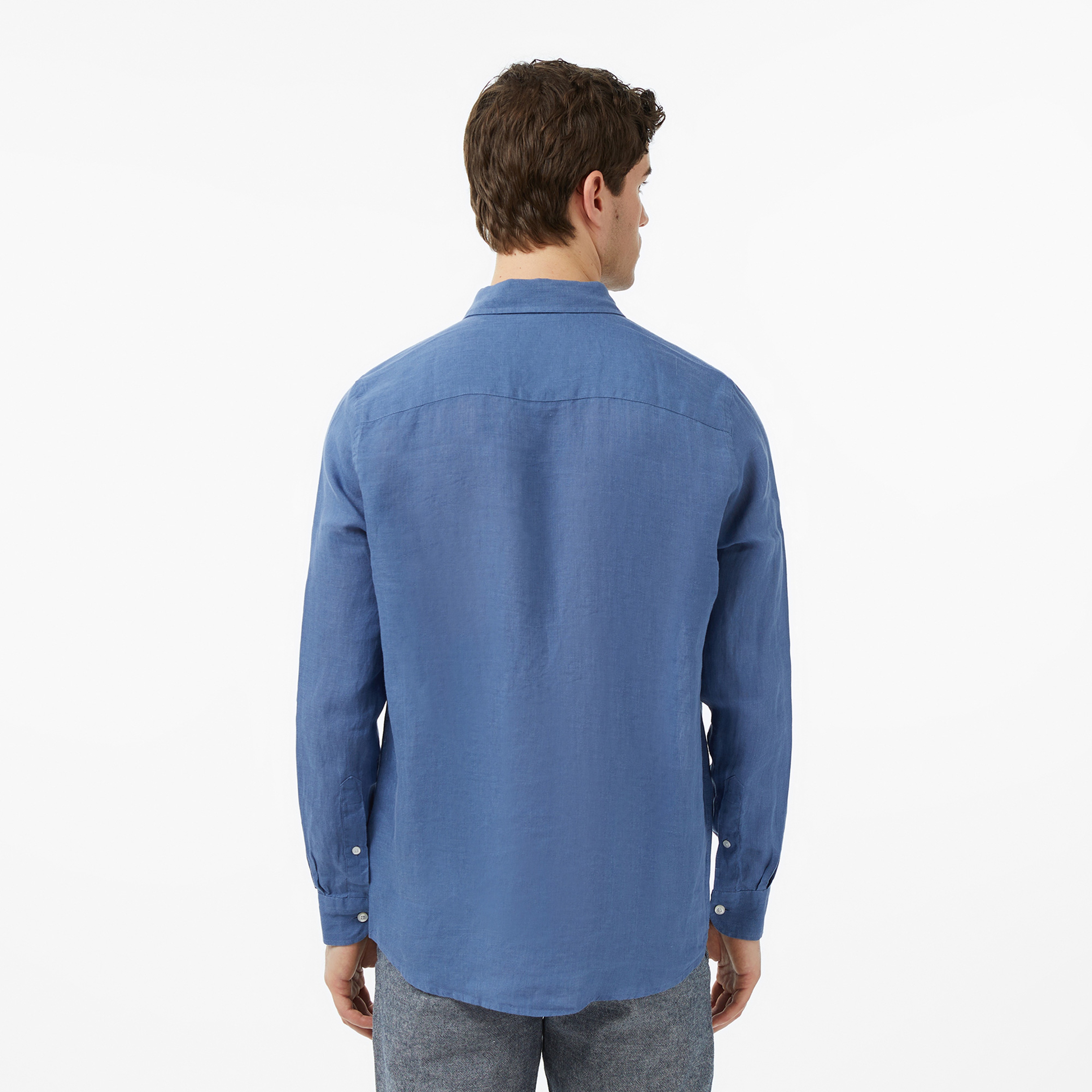 Nautica Erkek Mavi Regular Fit Keten Gömlek