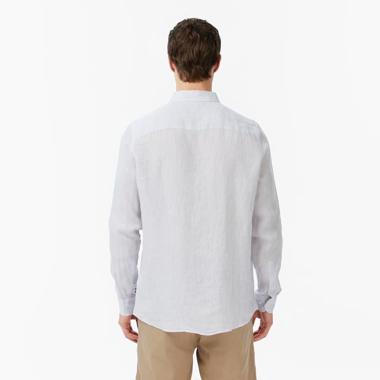 Nautica Erkek Gri Regular Fit Keten Gömlek