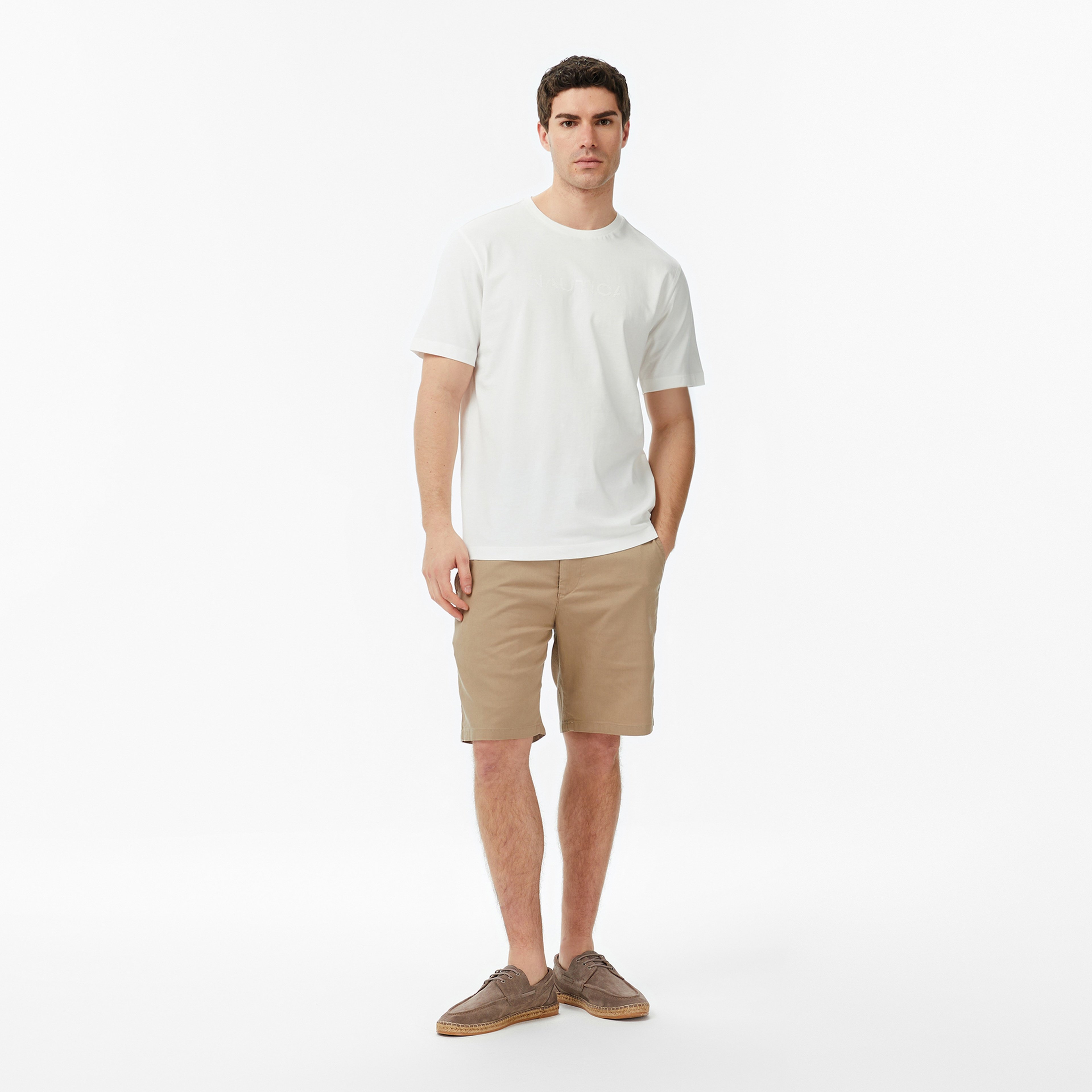Nautica Erkek Beyaz Regular Fit Baskılı T-Shirt