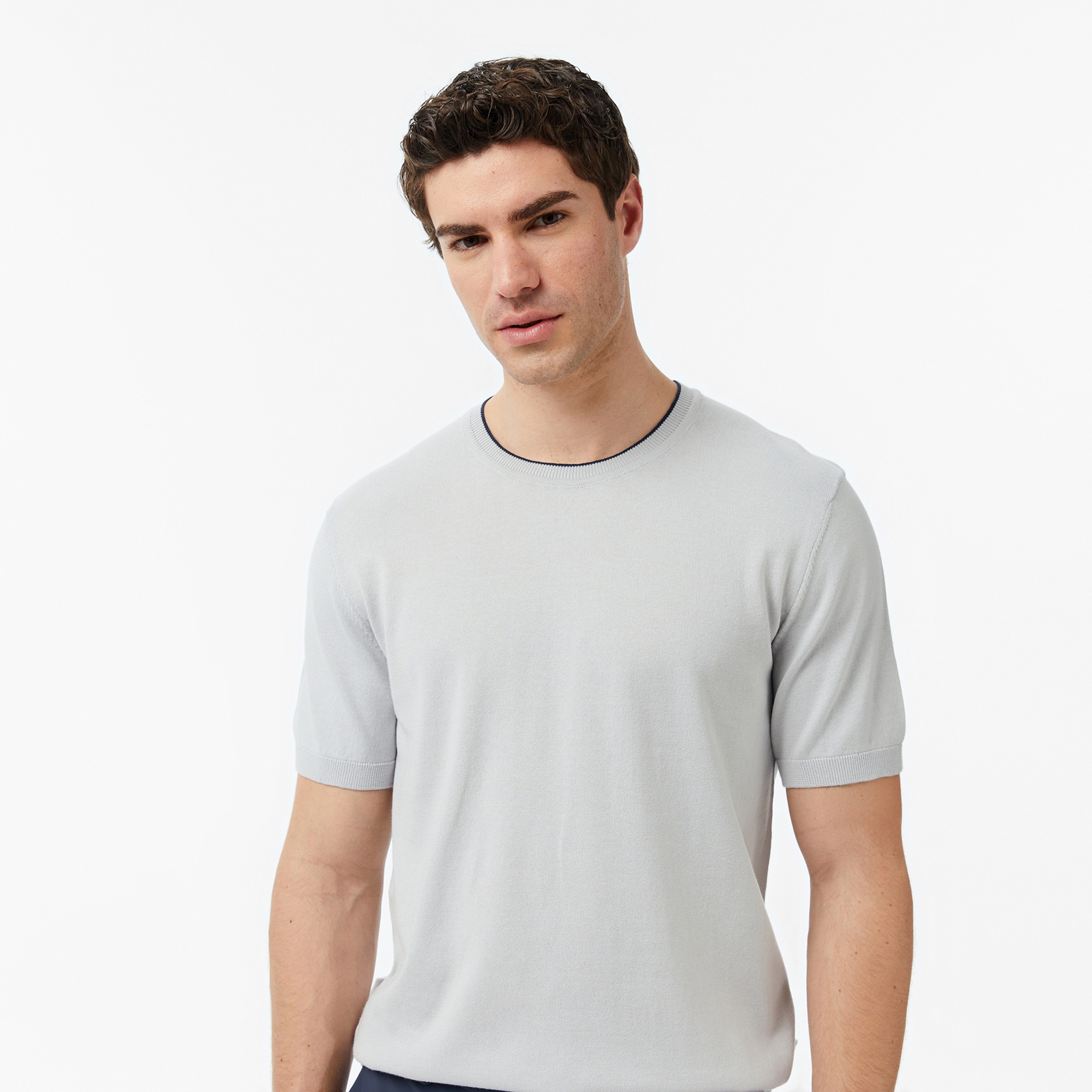 Nautica Erkek Gri Regular Fit Kısa Kollu Triko
