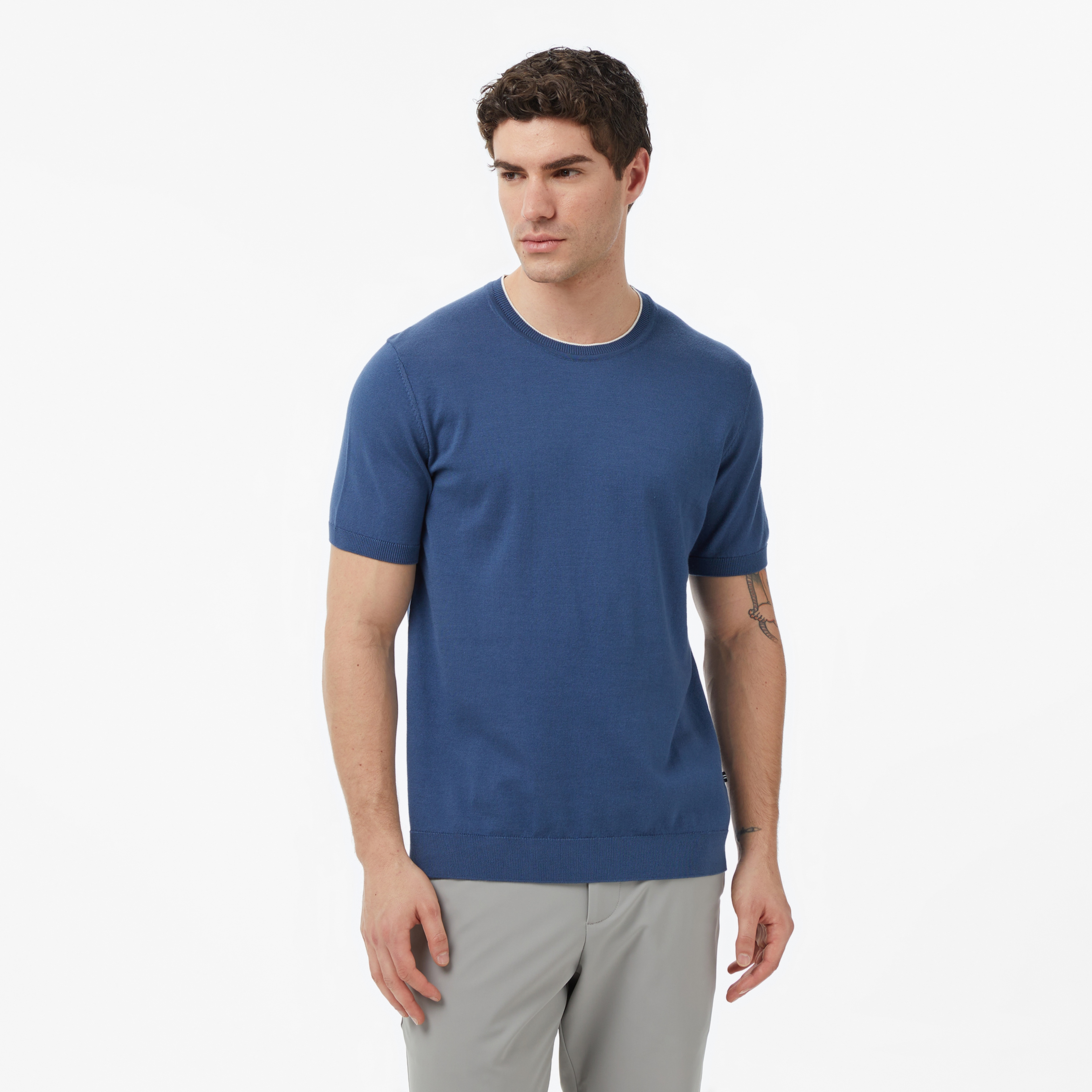 Nautica Erkek Mavi Regular Fit Kısa Kollu Triko