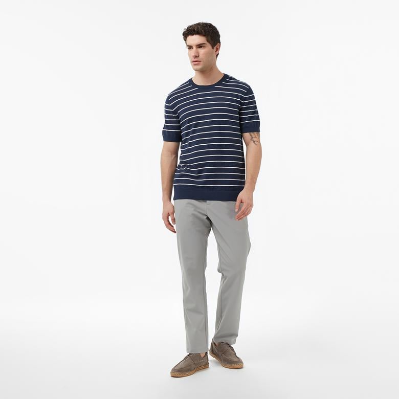 Nautica Erkek Lacivert Regular Fit Kısa Kollu Çizgili Triko