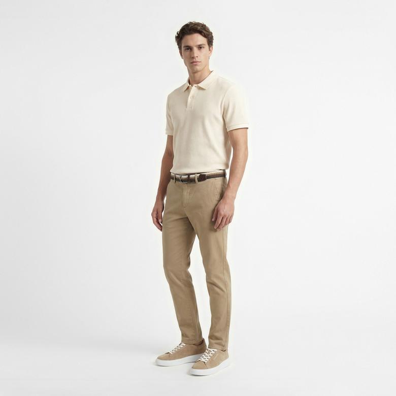 Nautica Erkek Krem Slim Fit Polo Yaka T-Shirt