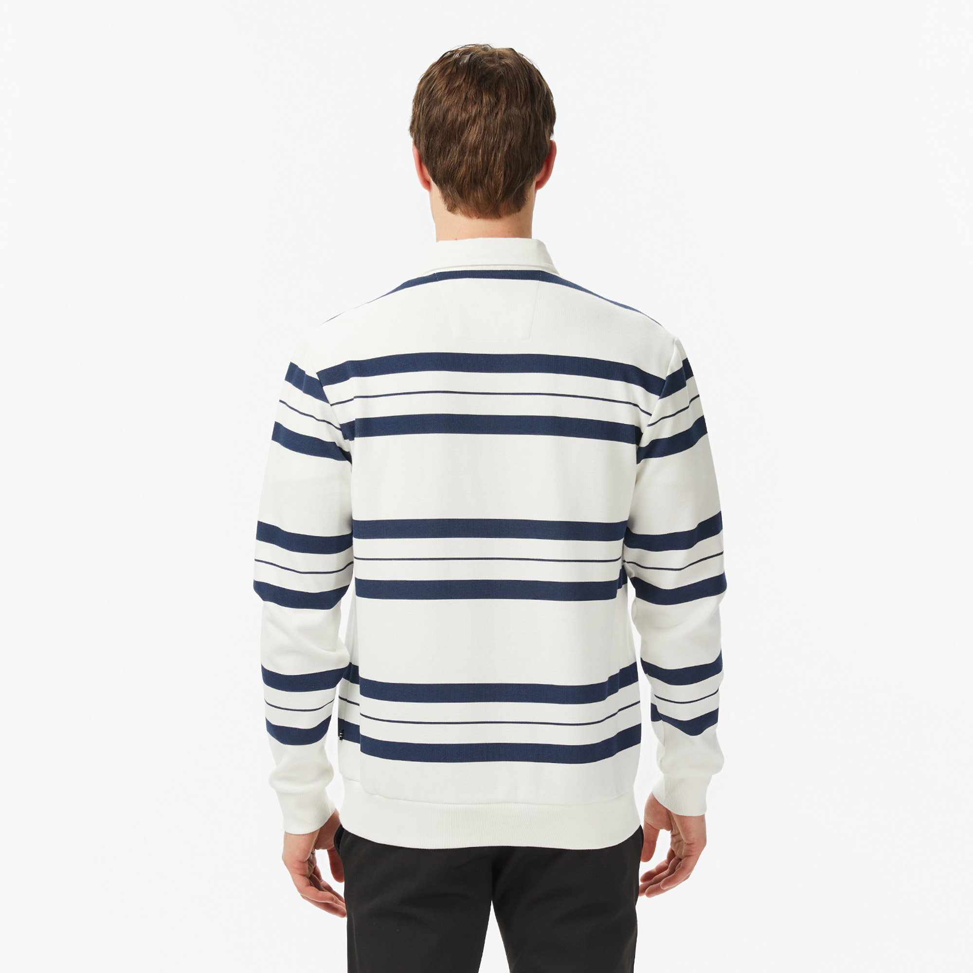 Nautica Erkek Krem Regular Fit Çizgili Sweatshirt