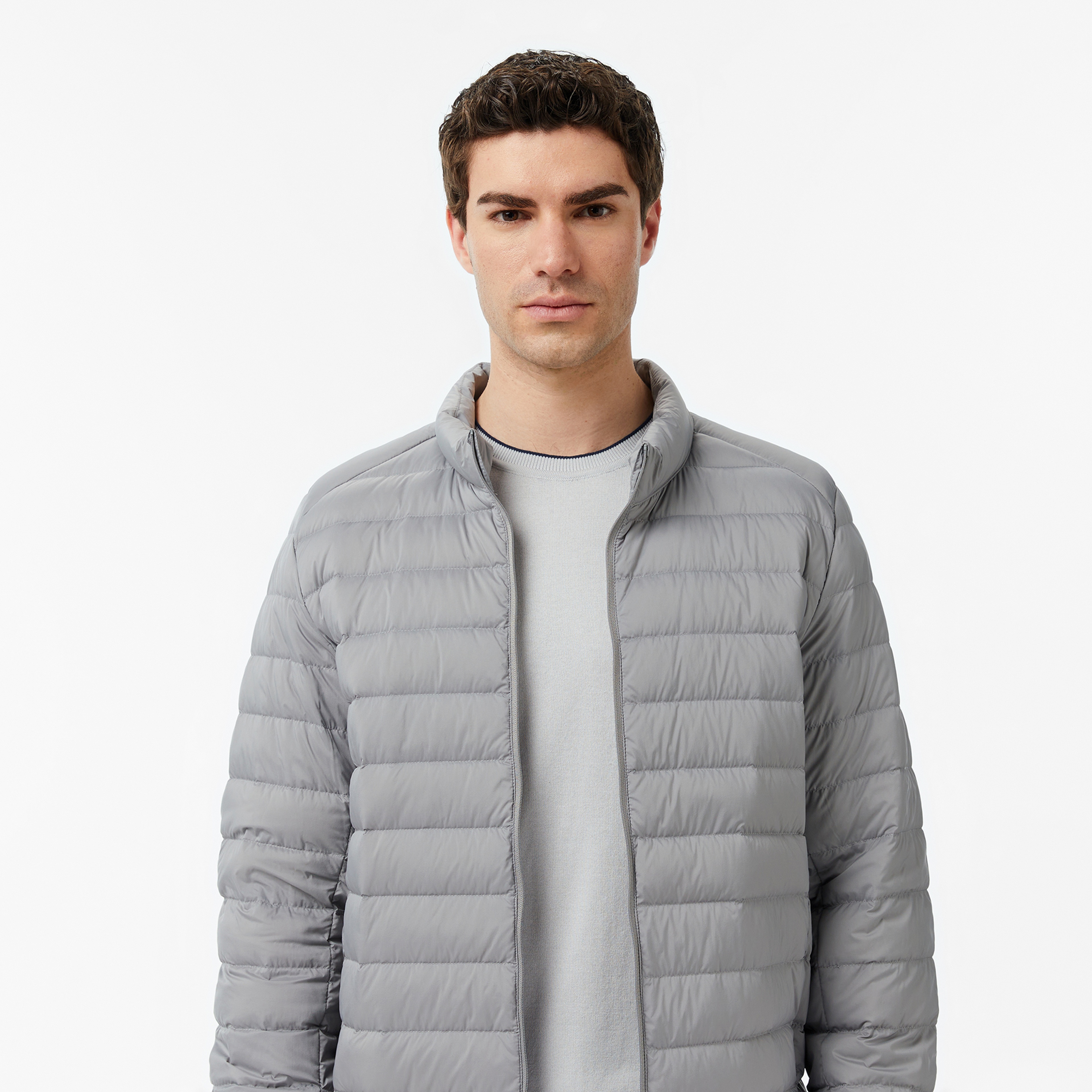 Nautica Erkek Gri Regular Fit Dik Yaka Su İtici Kaz Tüyü Mont