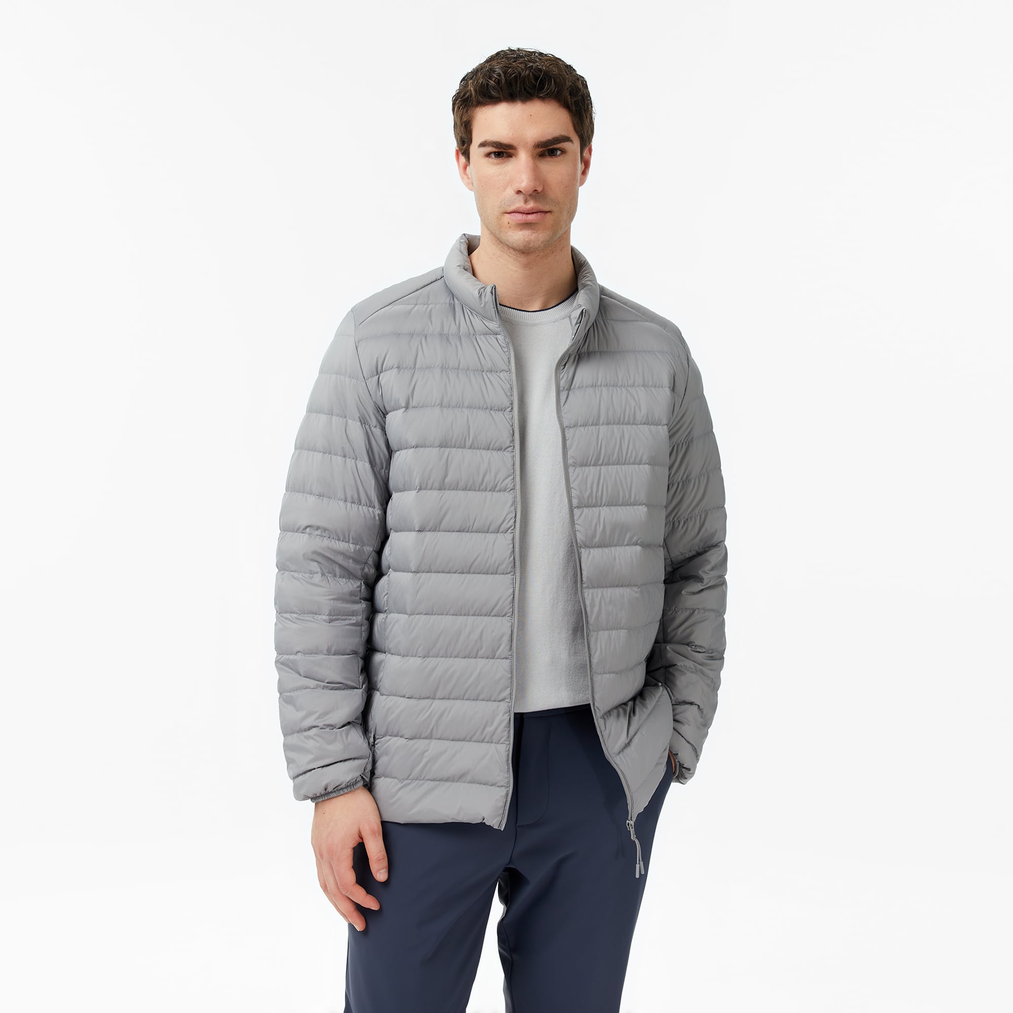 Nautica Erkek Gri Regular Fit Dik Yaka Su İtici Kaz Tüyü Mont