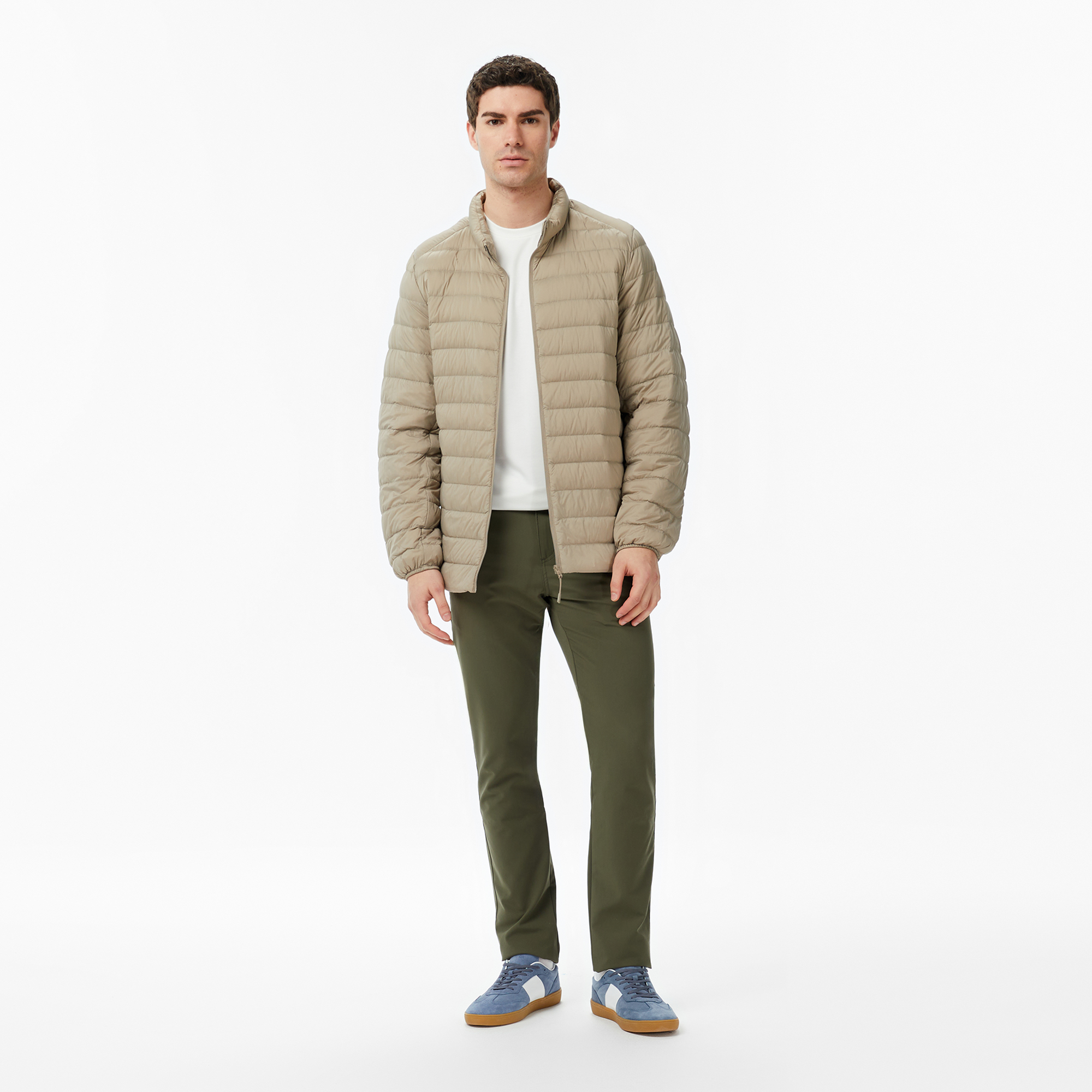 Nautica Erkek Bej Regular Fit Dik Yaka Su İtici Kaz Tüyü Mont