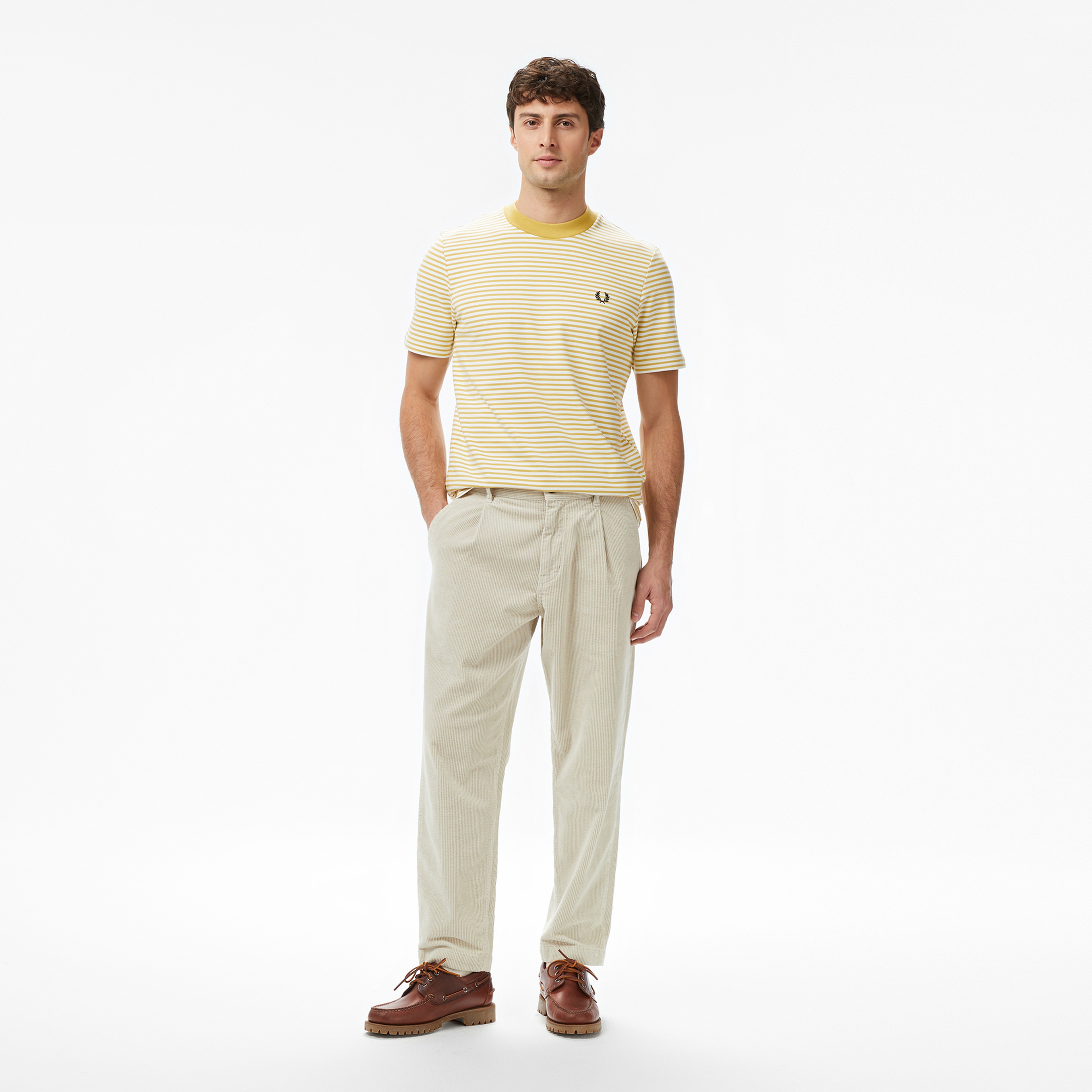 Fred Perry Fine Stripe Erkek Sarı T-Shirt