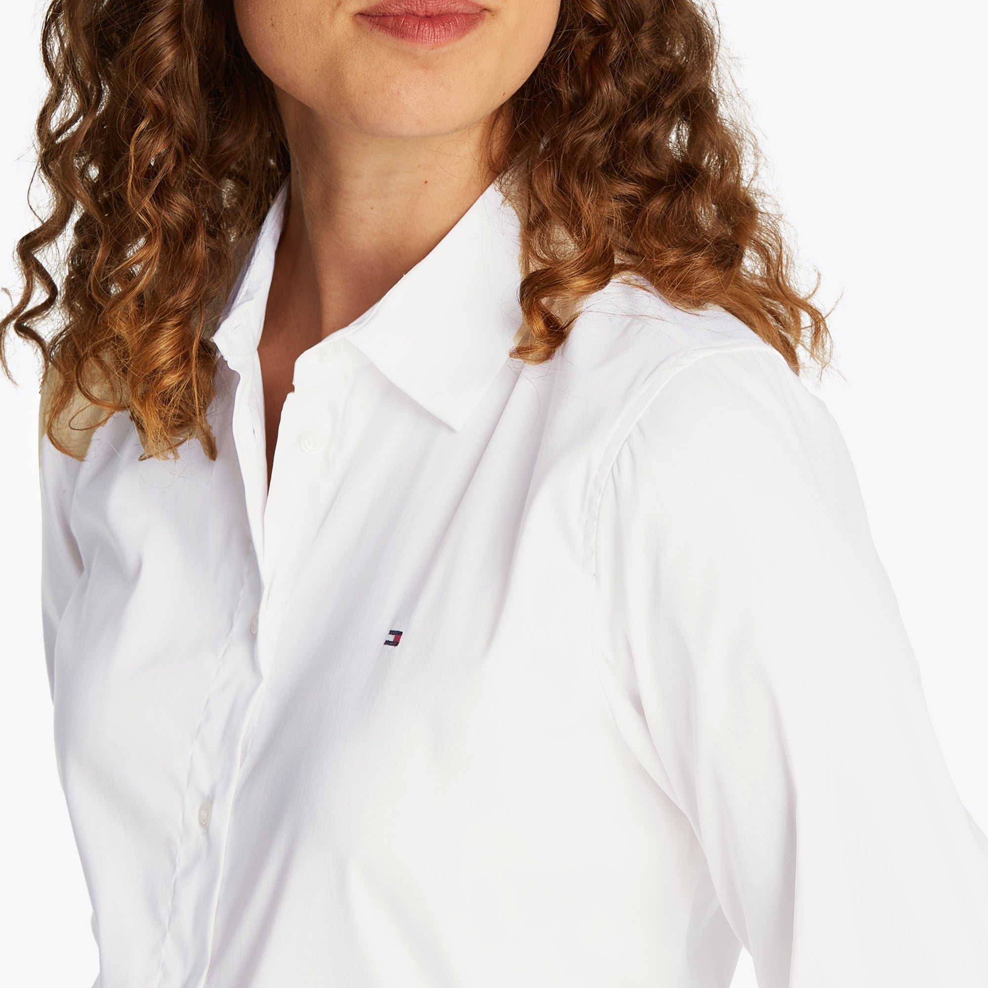 Tommy Hilfiger Ess Poplin Regular Kadın Beyaz Gömlek