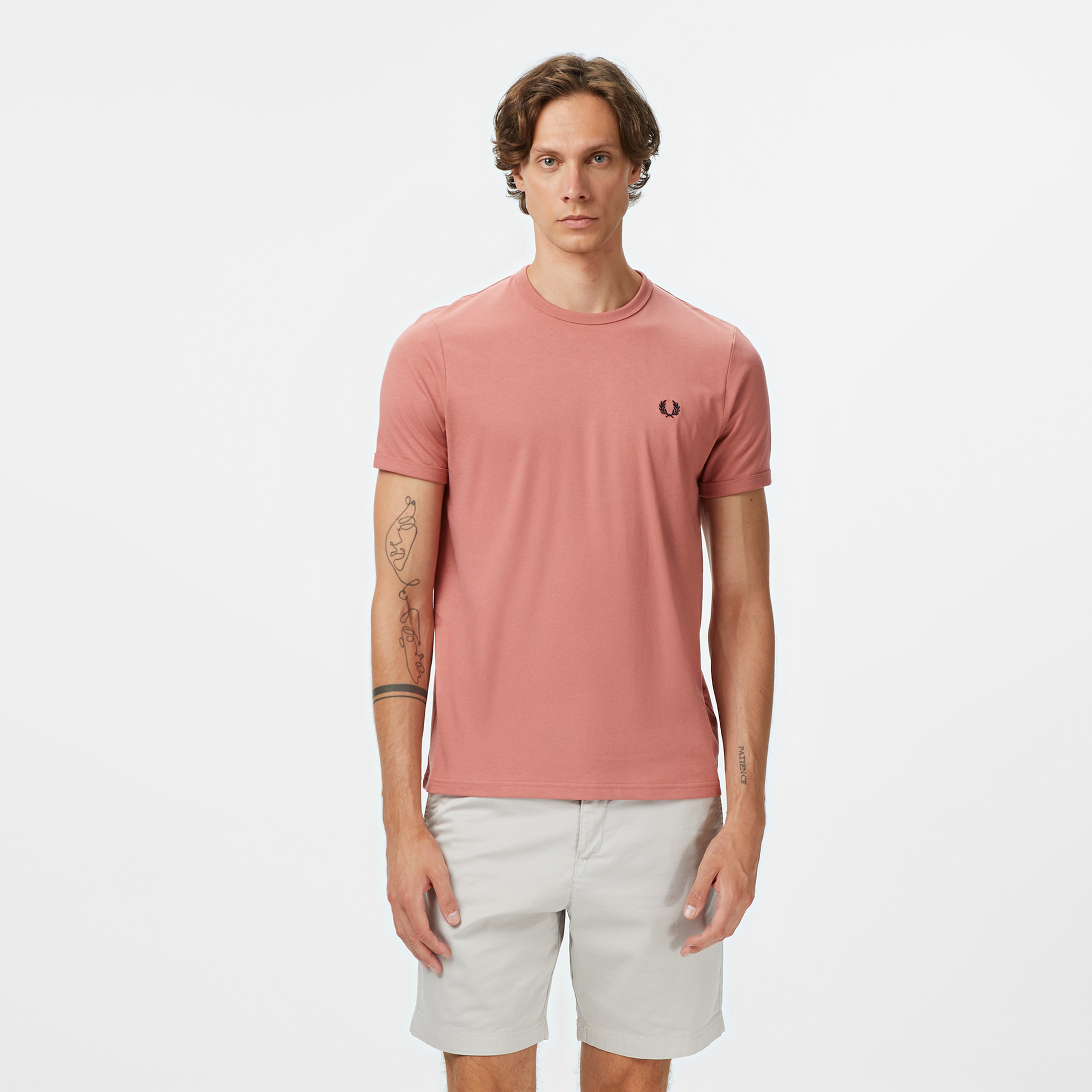 Fred Perry Ringer Erkek Pembe T-Shirt